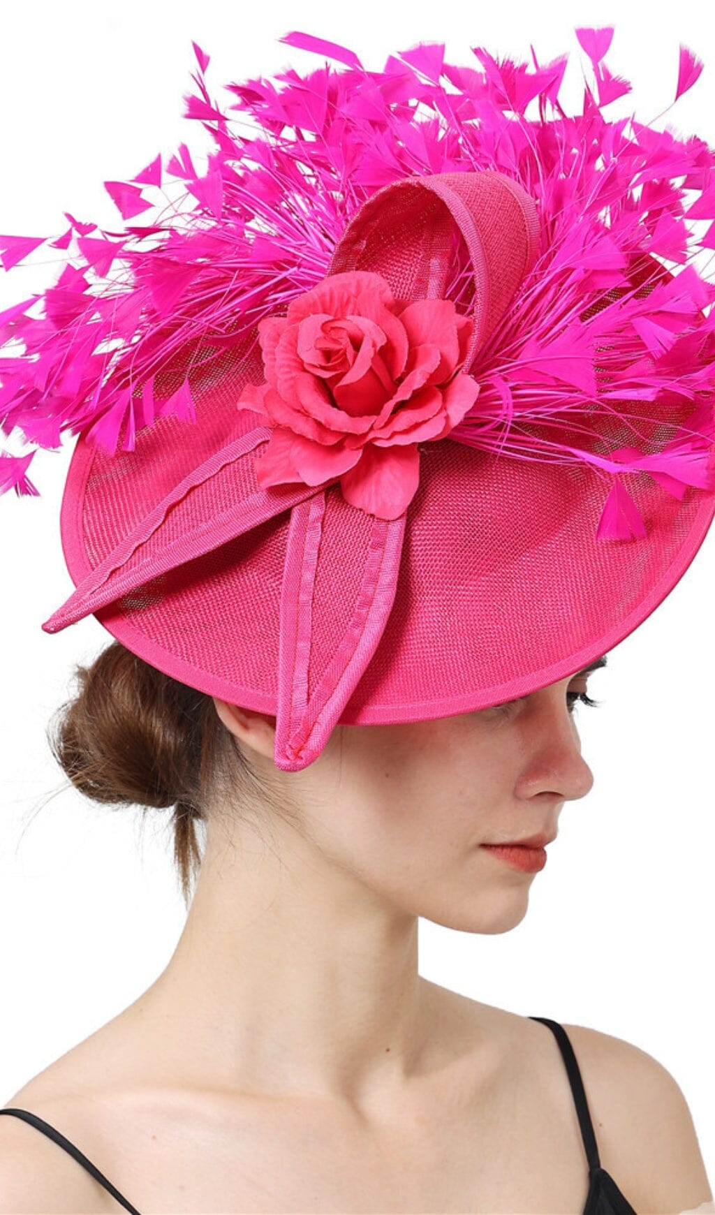 Fashionslee Women Pink Elegant Feather Fascinators