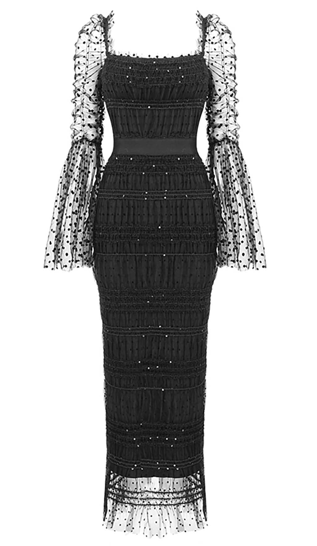 b64425bd7458484105f6a28a2372a2c0.jpeg Fashionslee Women Dot Mesh Midi Dress In Black