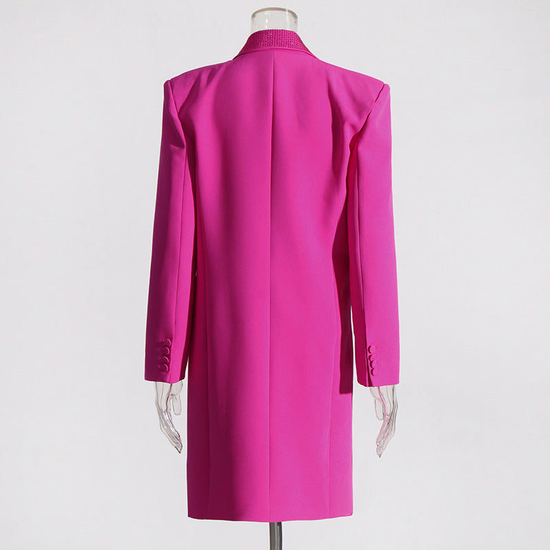 Fashionslee Women Adara Rhinestone Coat In Hot Pink