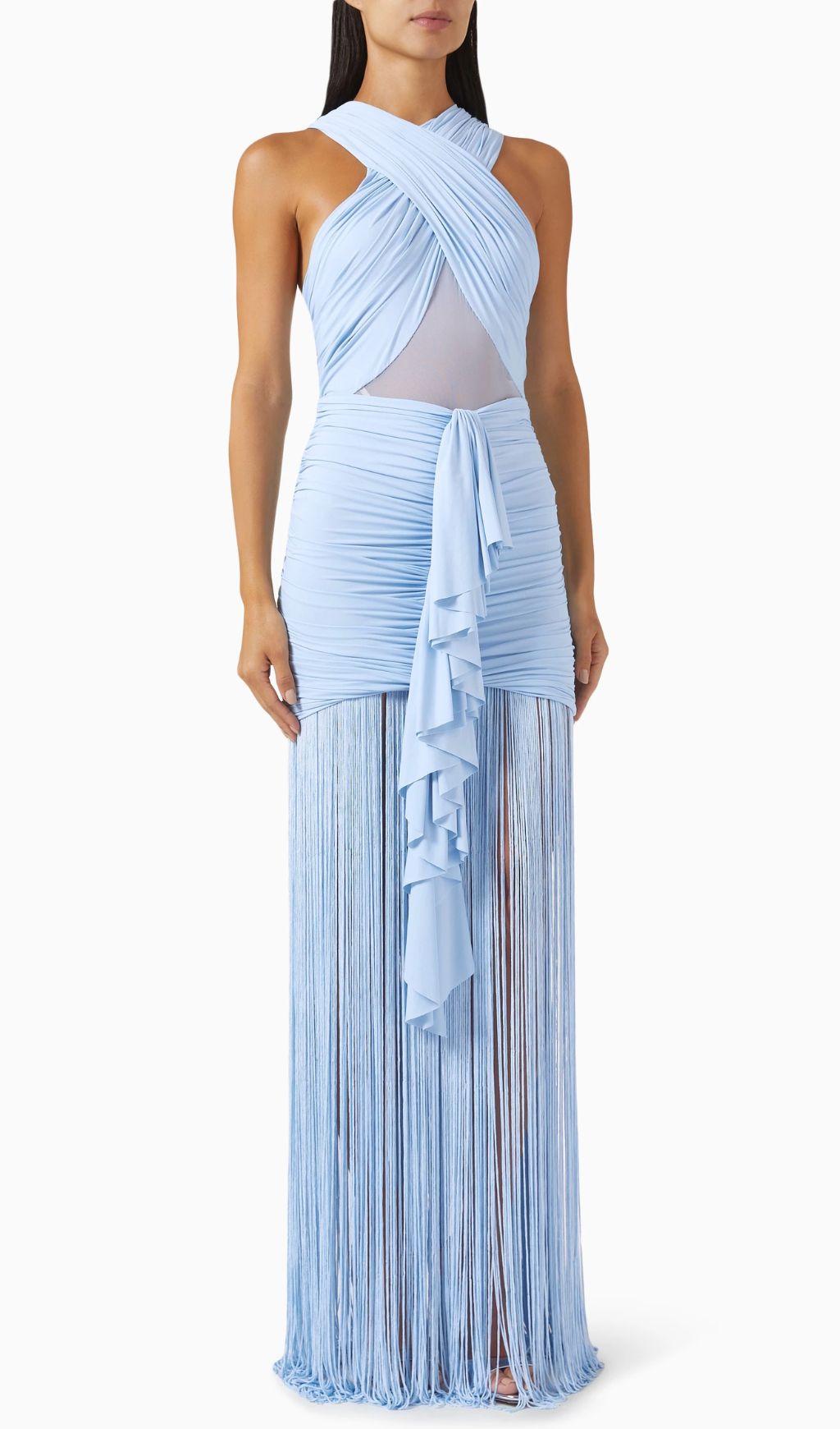 b6737bb450d26c53318910022fb2841e.jpg Fashionslee Women Hiromi Blue Mesh Ruched Tassel Maxi Dress