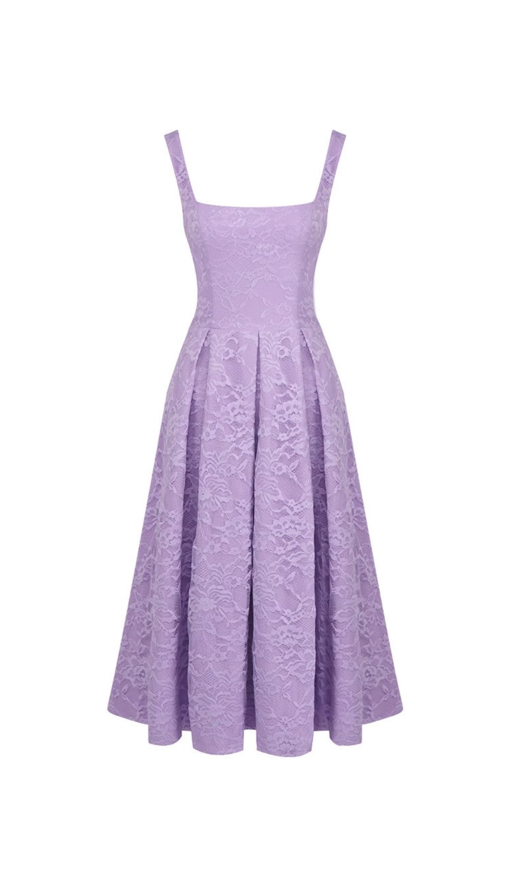 Fashionslee Women Keona Purple Lace Square Neck Midi Dress