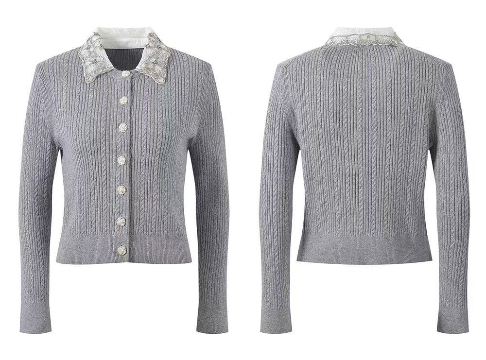 b6acdaadf8e2a9c346eadbb912b3fb79.jpg Fashionslee Women Cardigan With Jewelry Collar