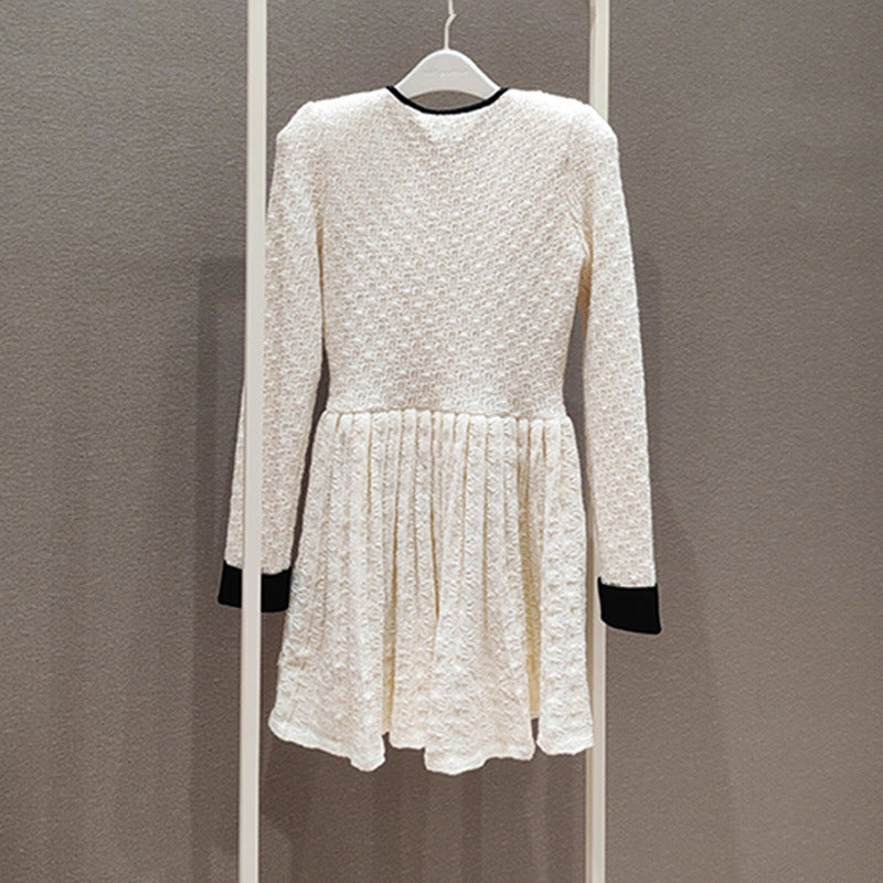 Fashionslee Women Agam Cream Weave Knit Mini Dress