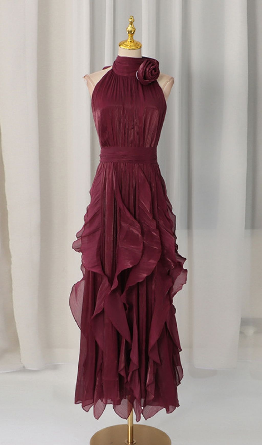 Fashionslee Women Kourtney Flower Ruffle Maxi Dress