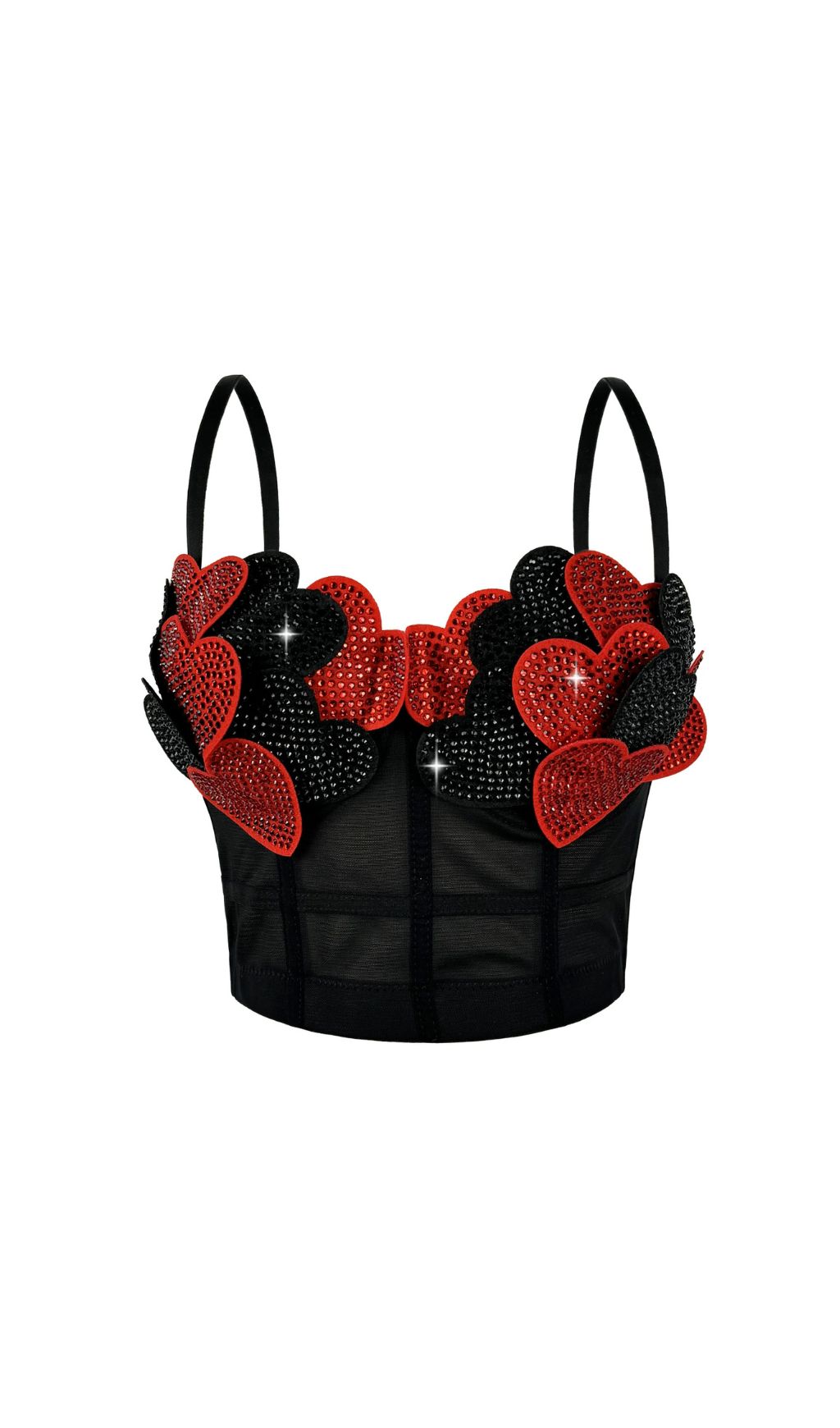 Fashionslee Women Java Diamante Heart Crop Top