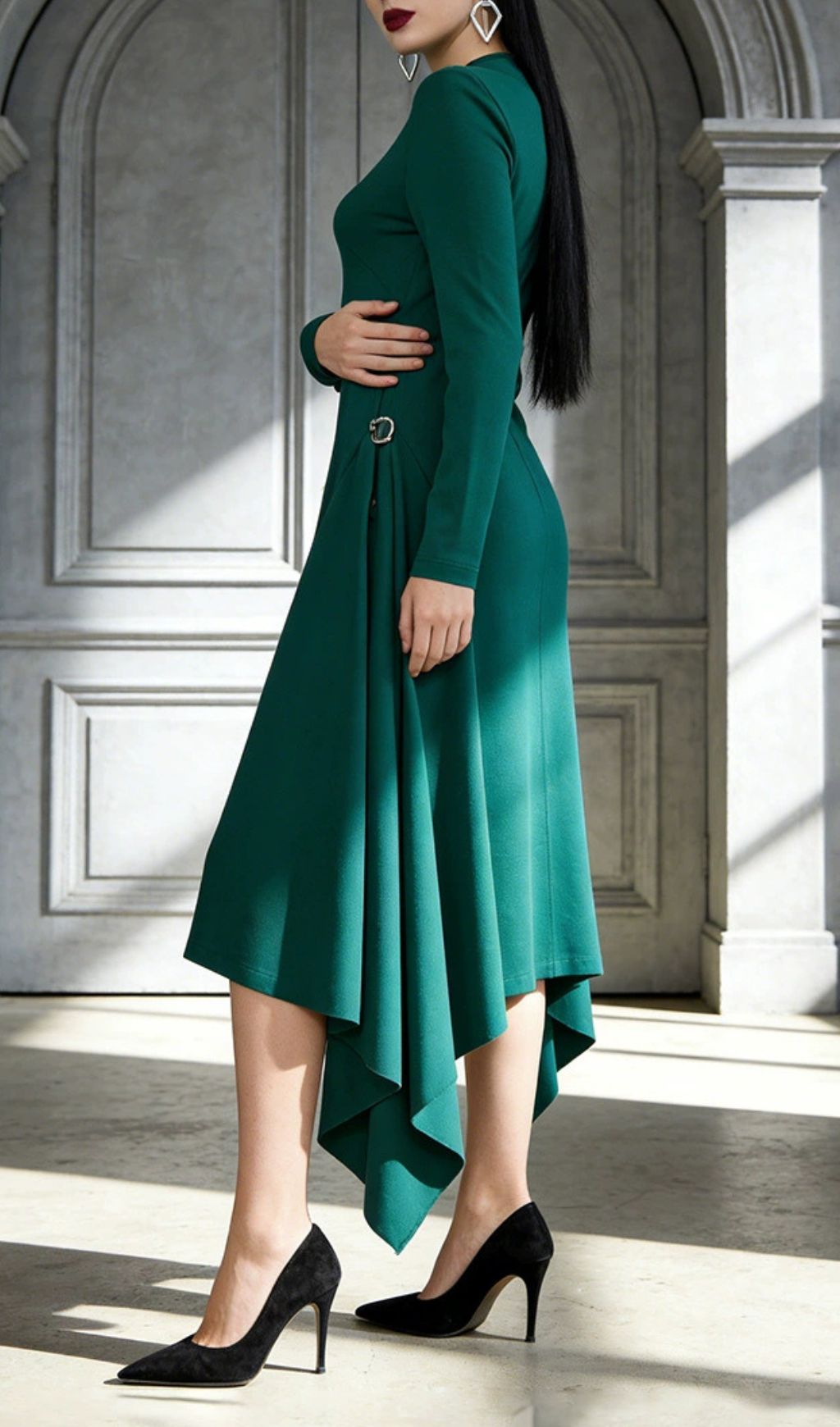 Fashionslee Women Johnna Long Sleeve Midi Dress