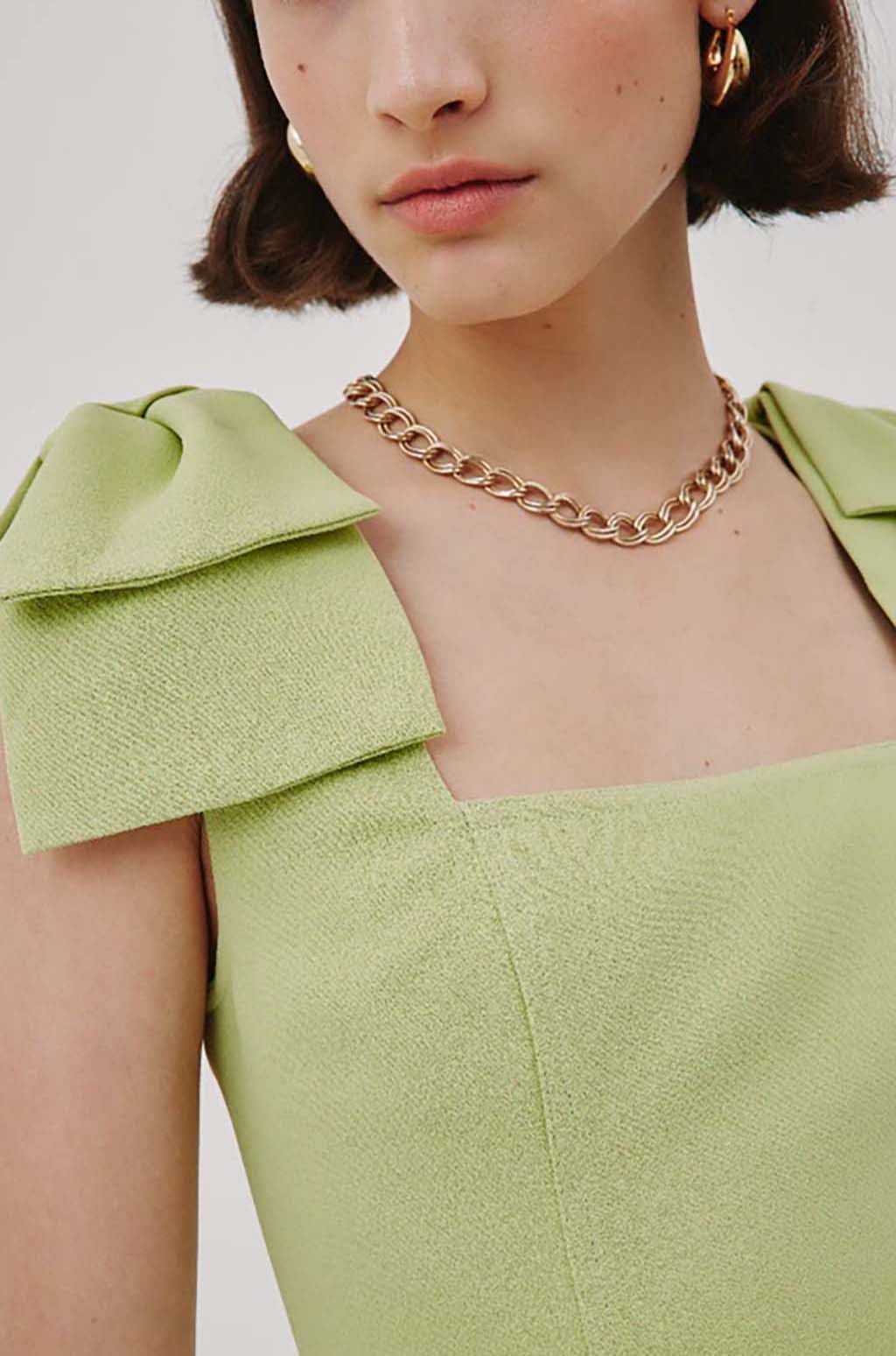 b79da4e512b4ebf085b003a7679f691b.jpeg Fashionslee Women Square Neck Bow Detail Mini Dress In Green