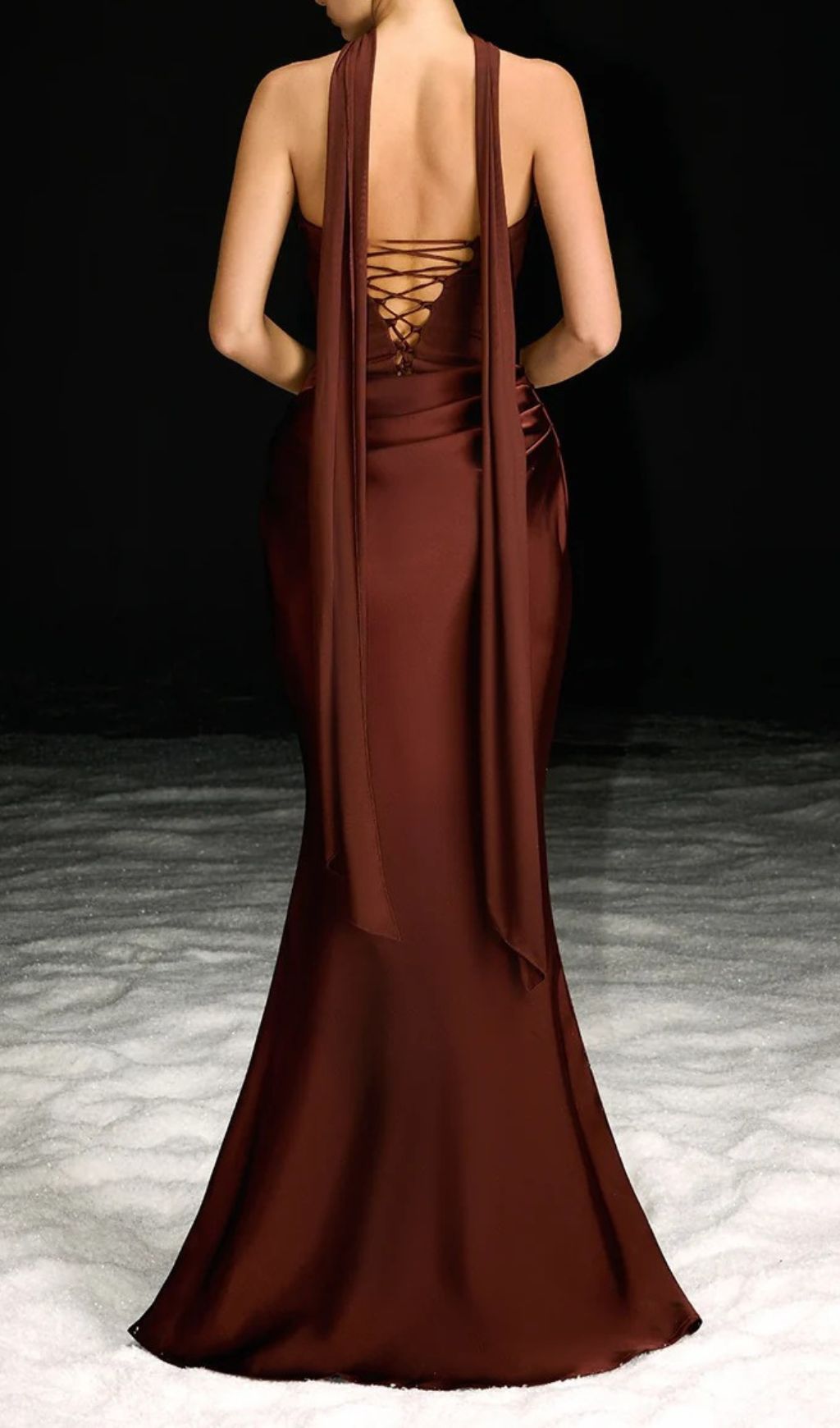 Fashionslee Women Navarra Strapless Scarf Ruched Maxi Dress