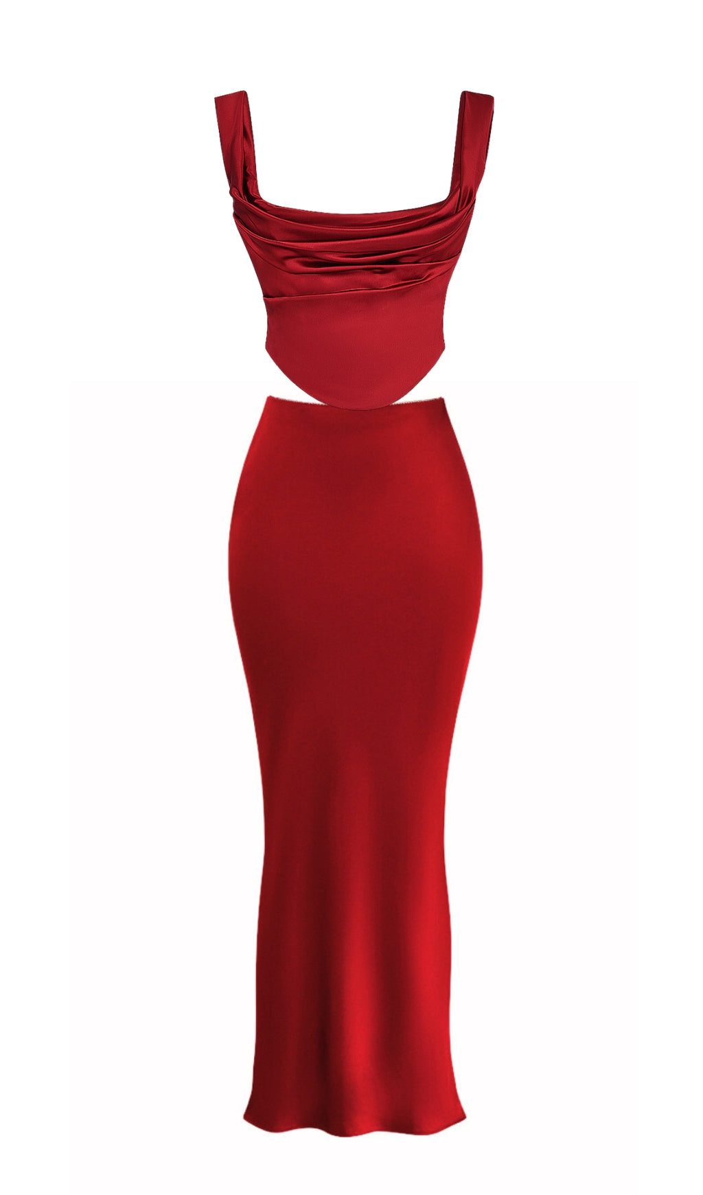 b7bbb3cacf6be36aba82c57203f15e79.jpeg Fashionslee Women Satin Ruched Two Pieces Set In Red