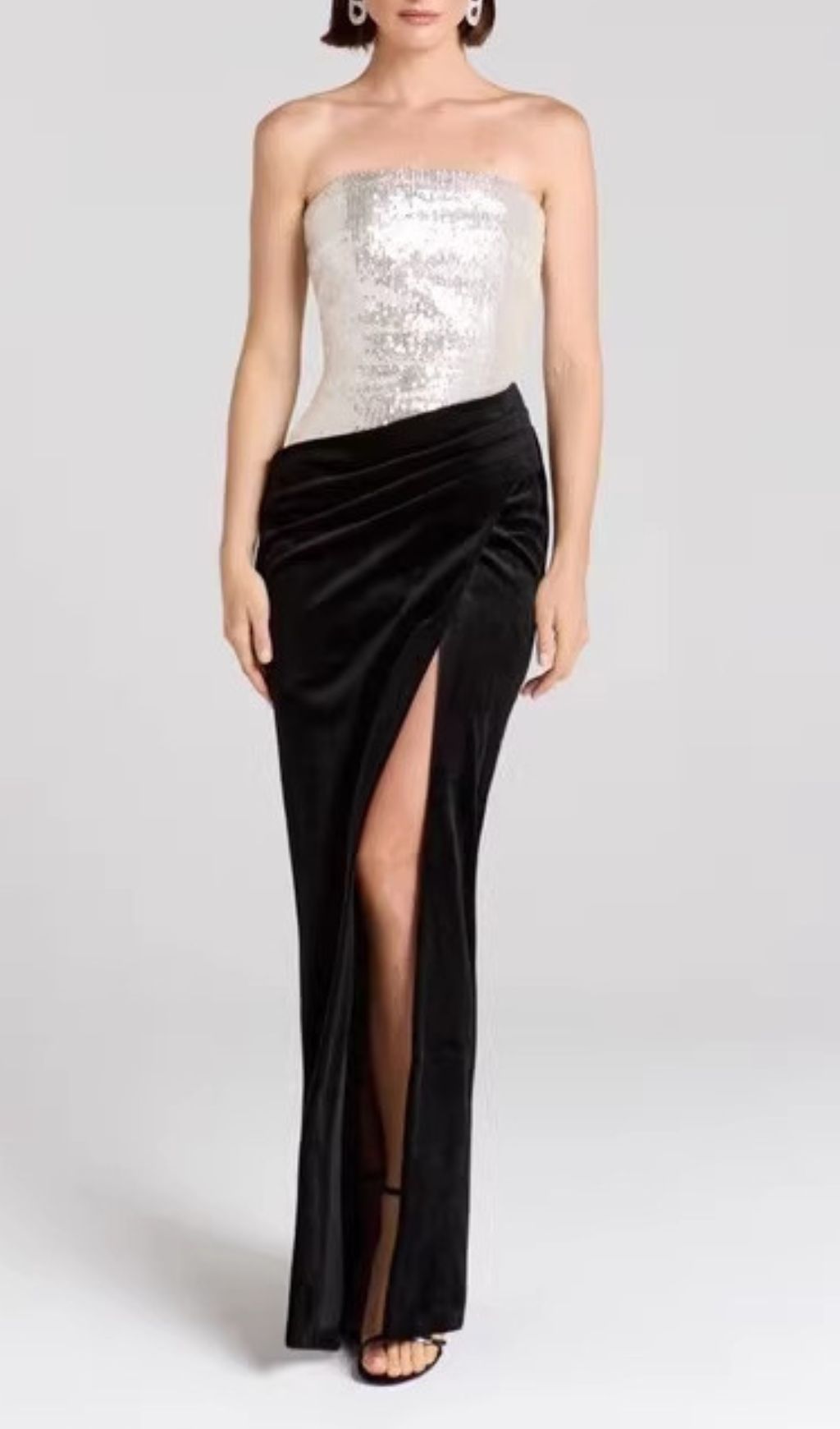 b7db4df30131d995a847bad65f1a8eb7.jpg Fashionslee Women Jayda Strapless Sequin Velvet Maxi Dress