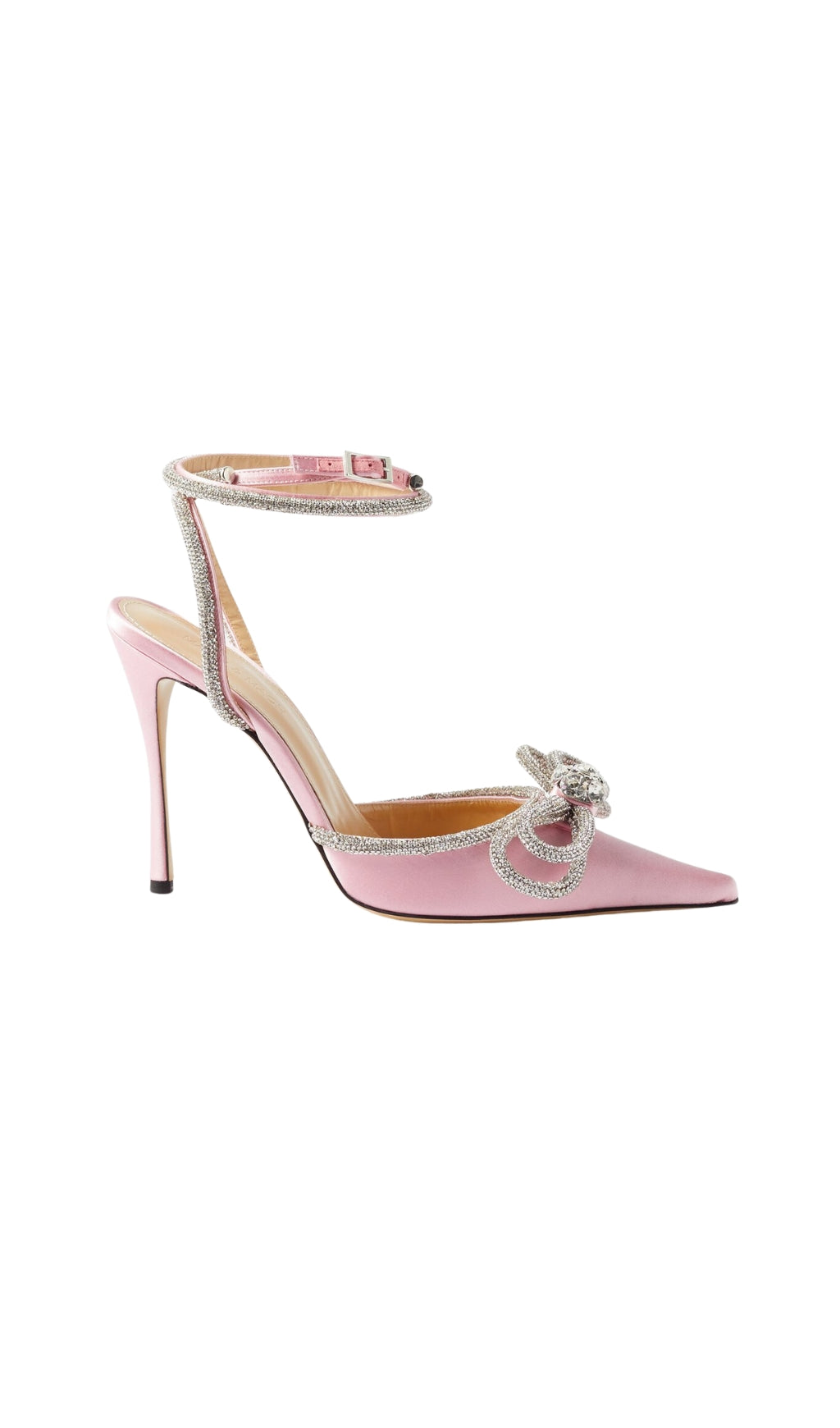Fashionslee Women Bow Crystal Satin Heels In Blush