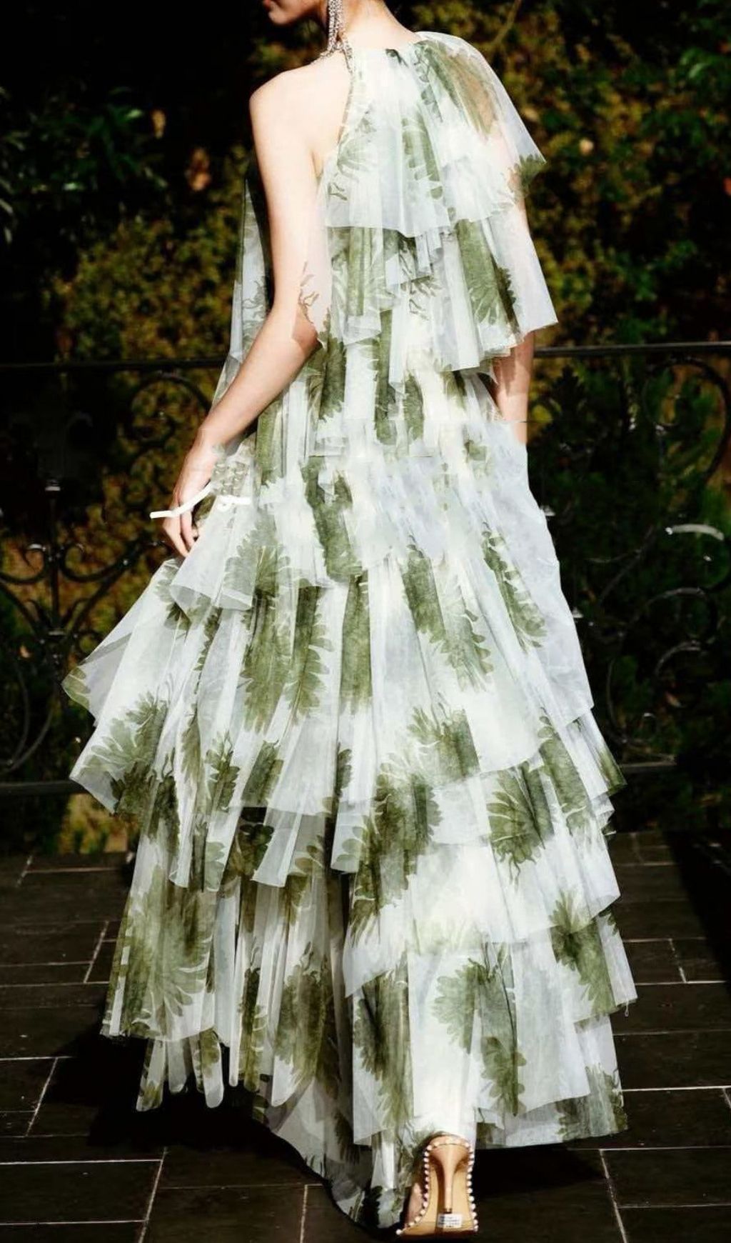 Fashionslee Women Kateri Green Layered Maxi Dress