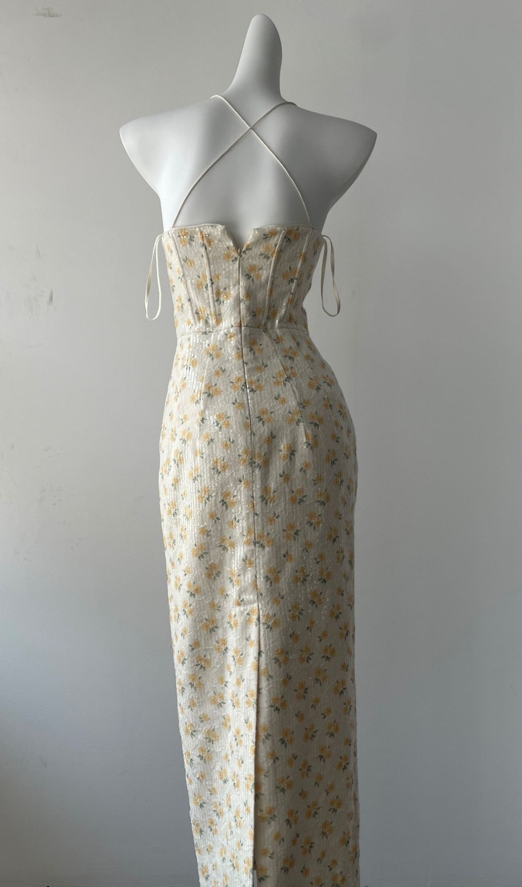 Fashionslee Women Galya Flower Embellished Corset Sequin Maxi Dress
