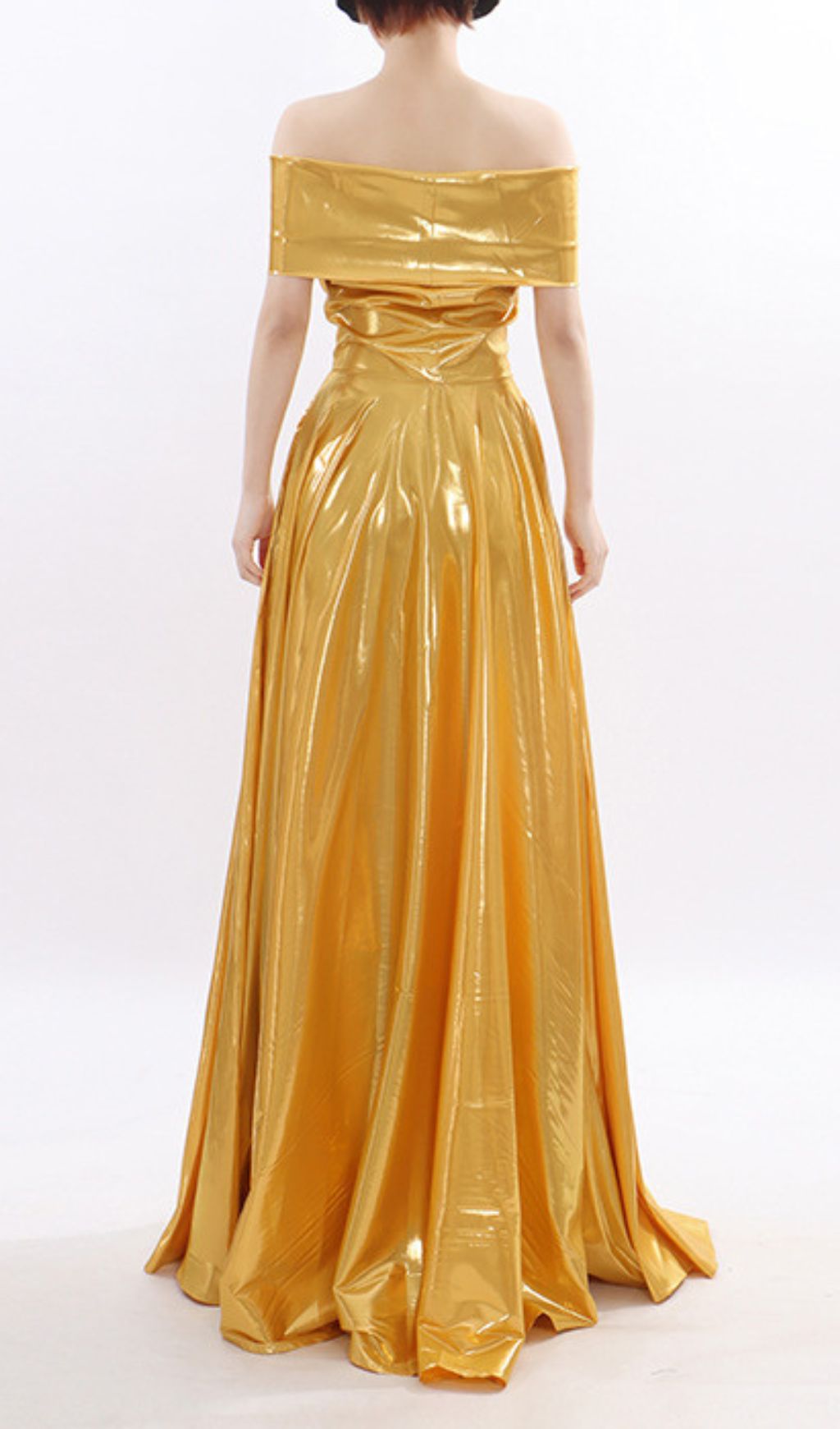 Fashionslee Women Kaliska Gold Off-Shoulder Maxi Dress
