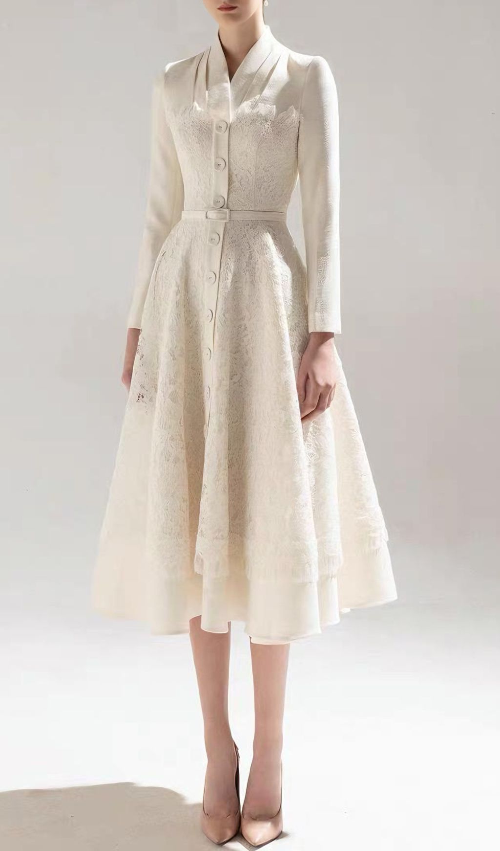 Fashionslee Women Jamir Lace Long Sleeve Midi Dress