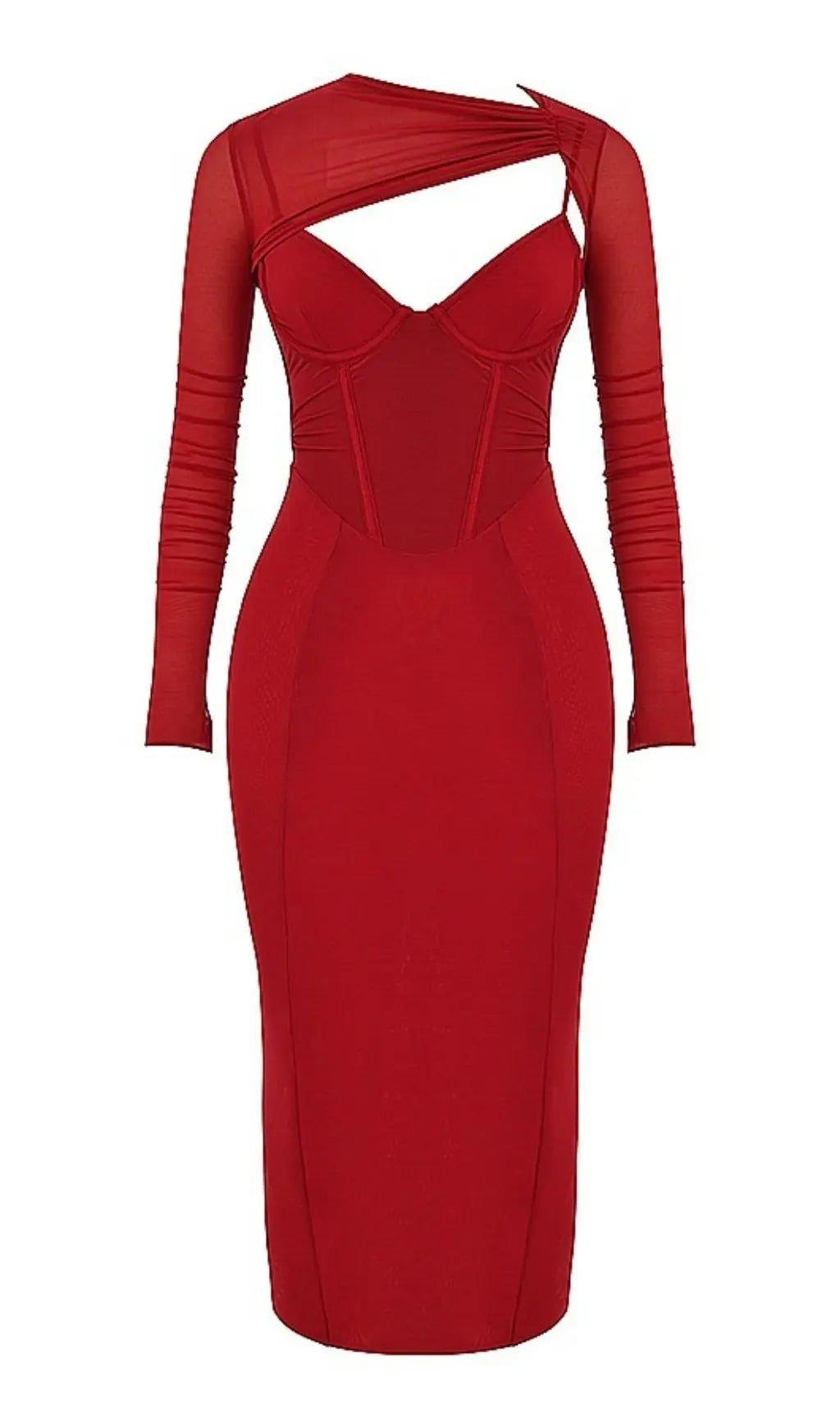 b860c02cf145e6d71750864e64f4c9ce.jpeg Fashionslee Women Long Sleeve Midi Dress In Wine Red