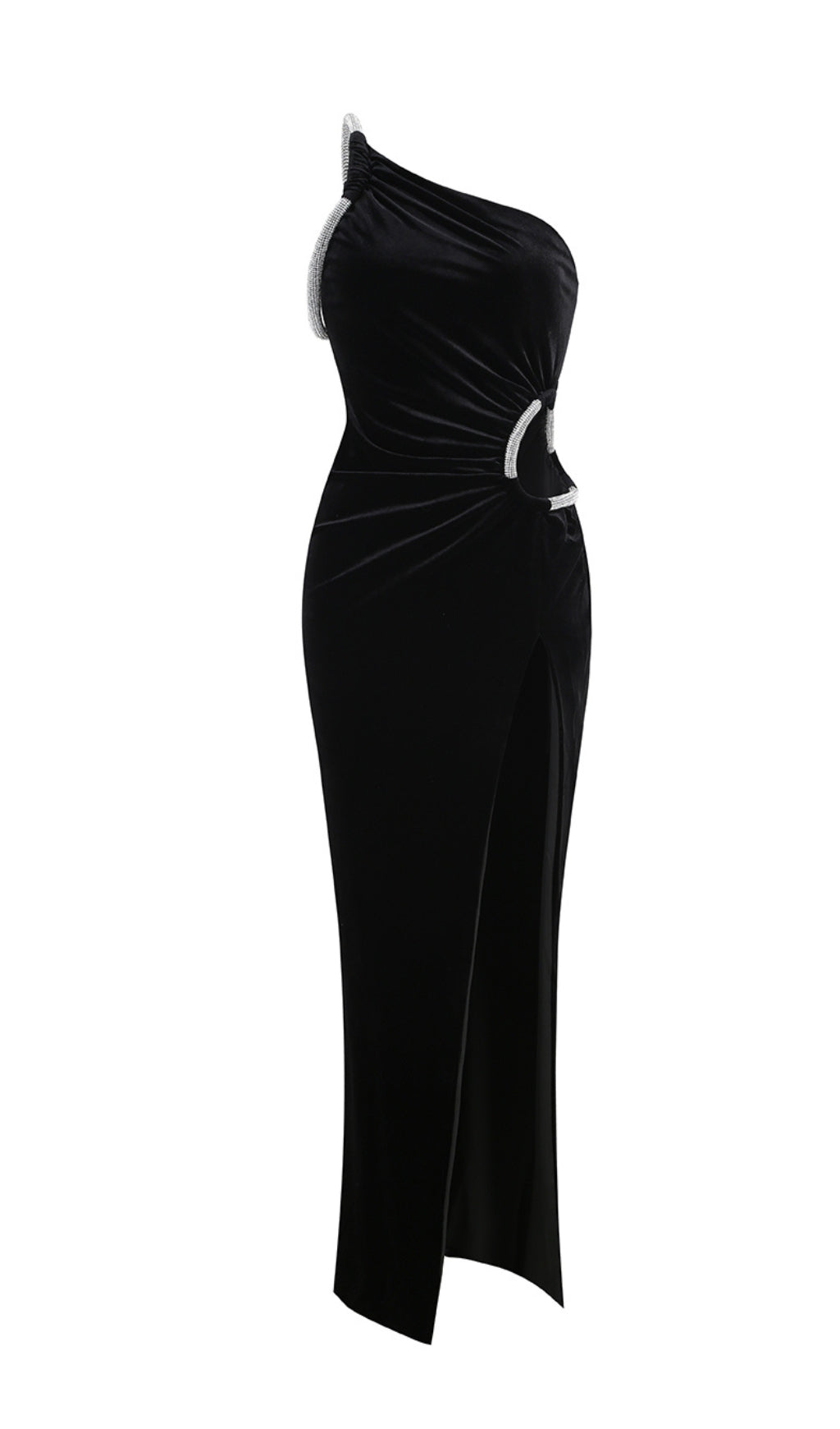 Fashionslee Women Abiba Black Hollowout Slit Maxi Dress