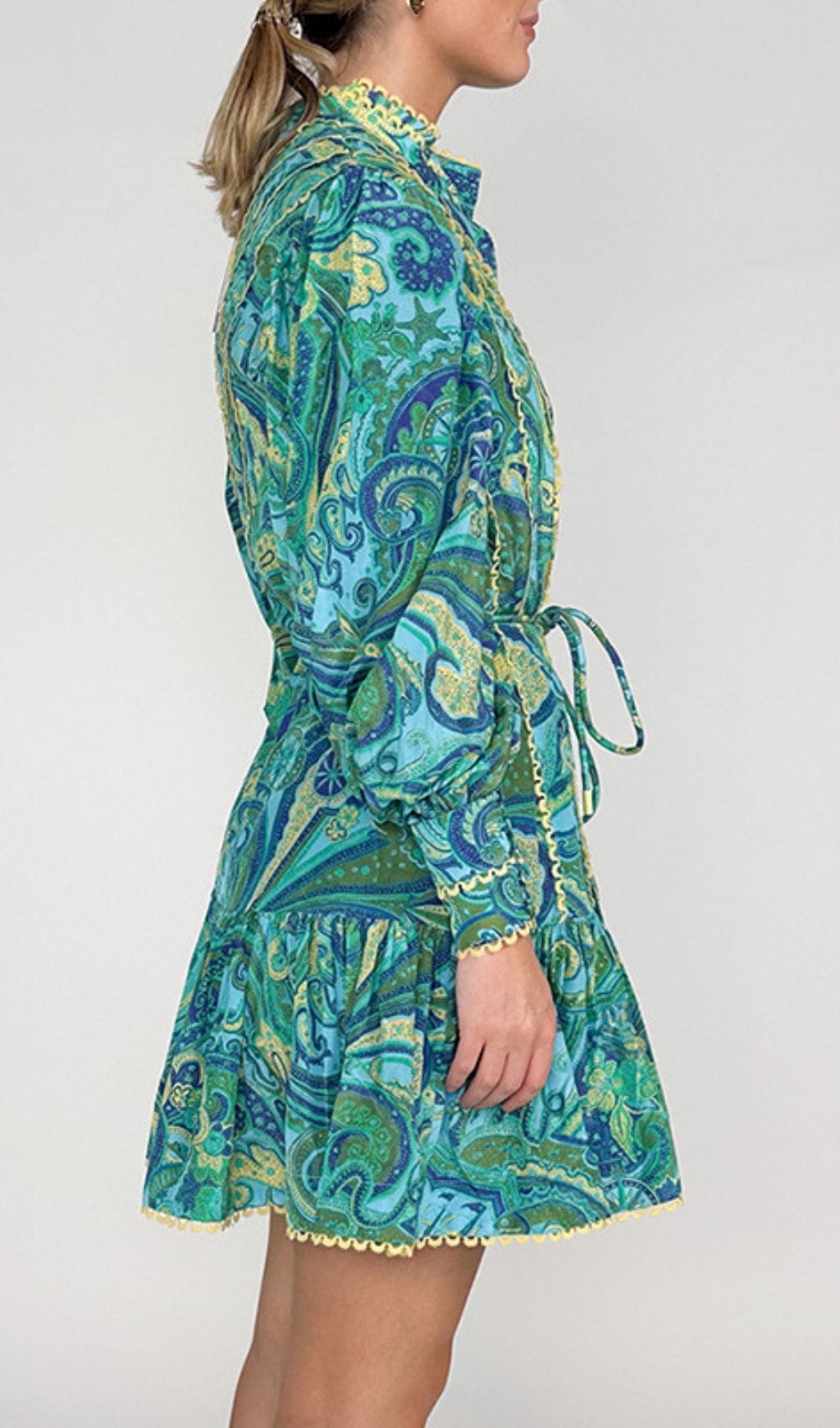 b8a9d4b9f6c7ccb7786459a461c73fb6.jpg Fashionslee Women Bull Green Printed Long Sleeve Mini Dress