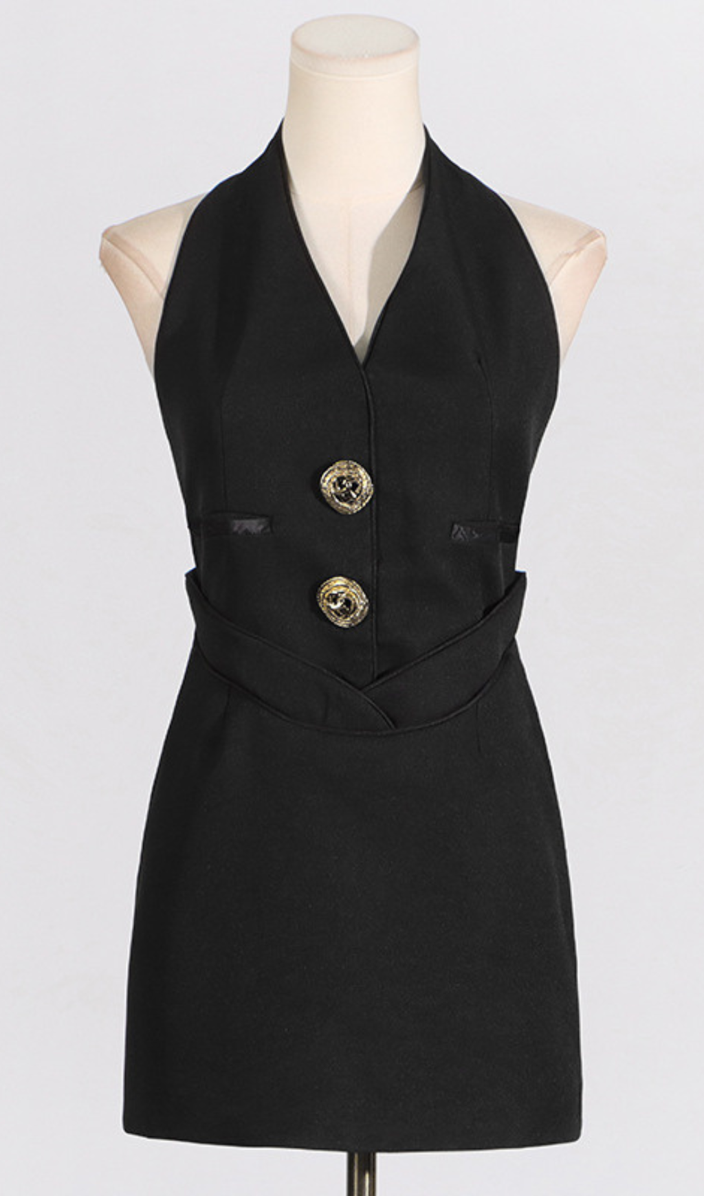 b8aeb673495208fa00532add2c8b350c.png Fashionslee Women Gwydion Halter Button Mini Dress