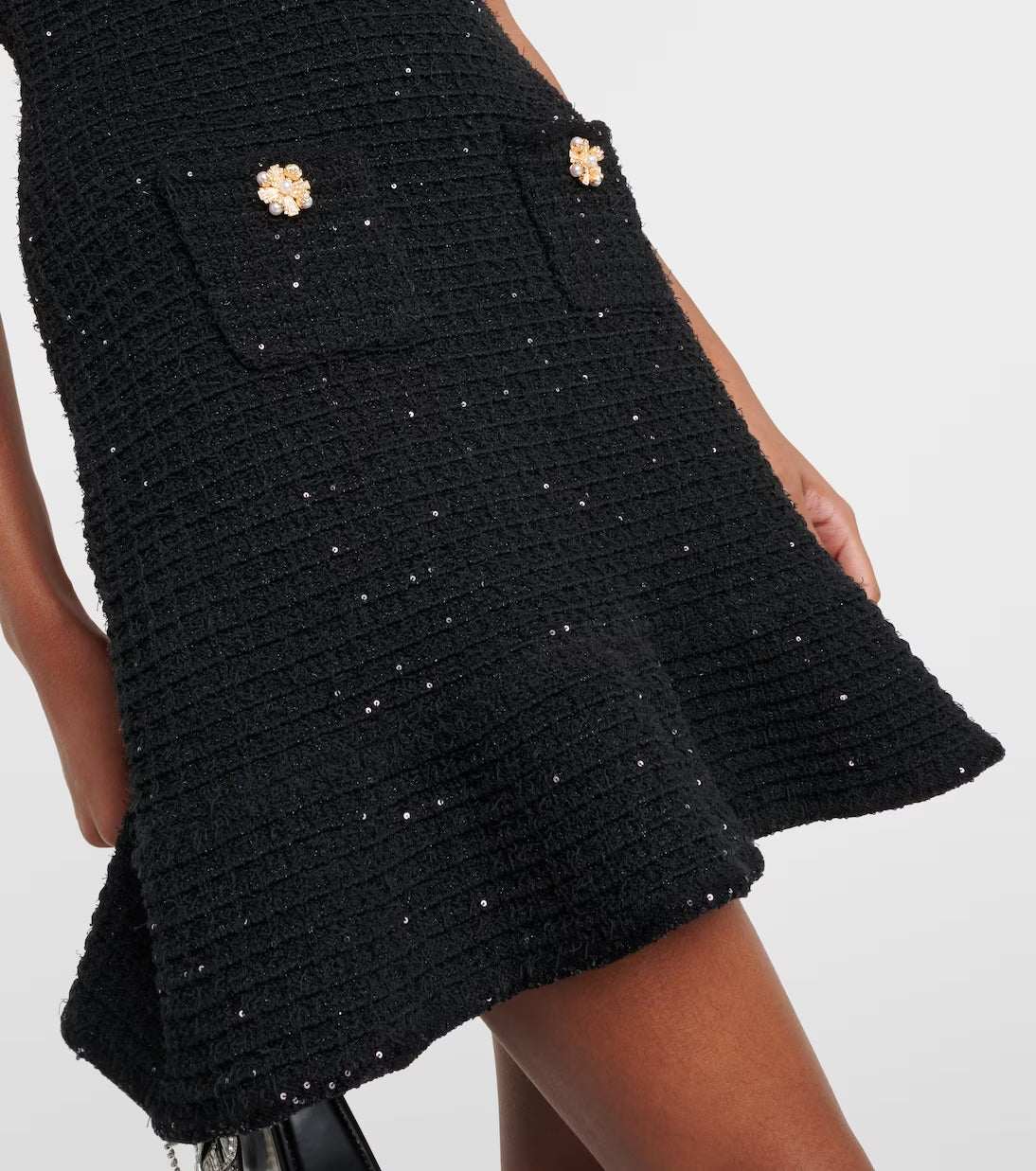 Fashionslee Women Ambre Black Knit Bow Mini Dress