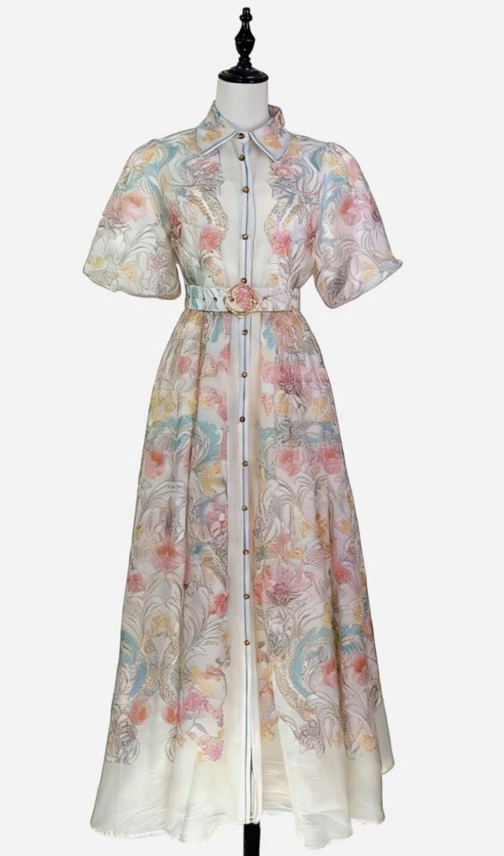 Fashionslee Women Karsen Printed Puff Sleeve Maxi Dress