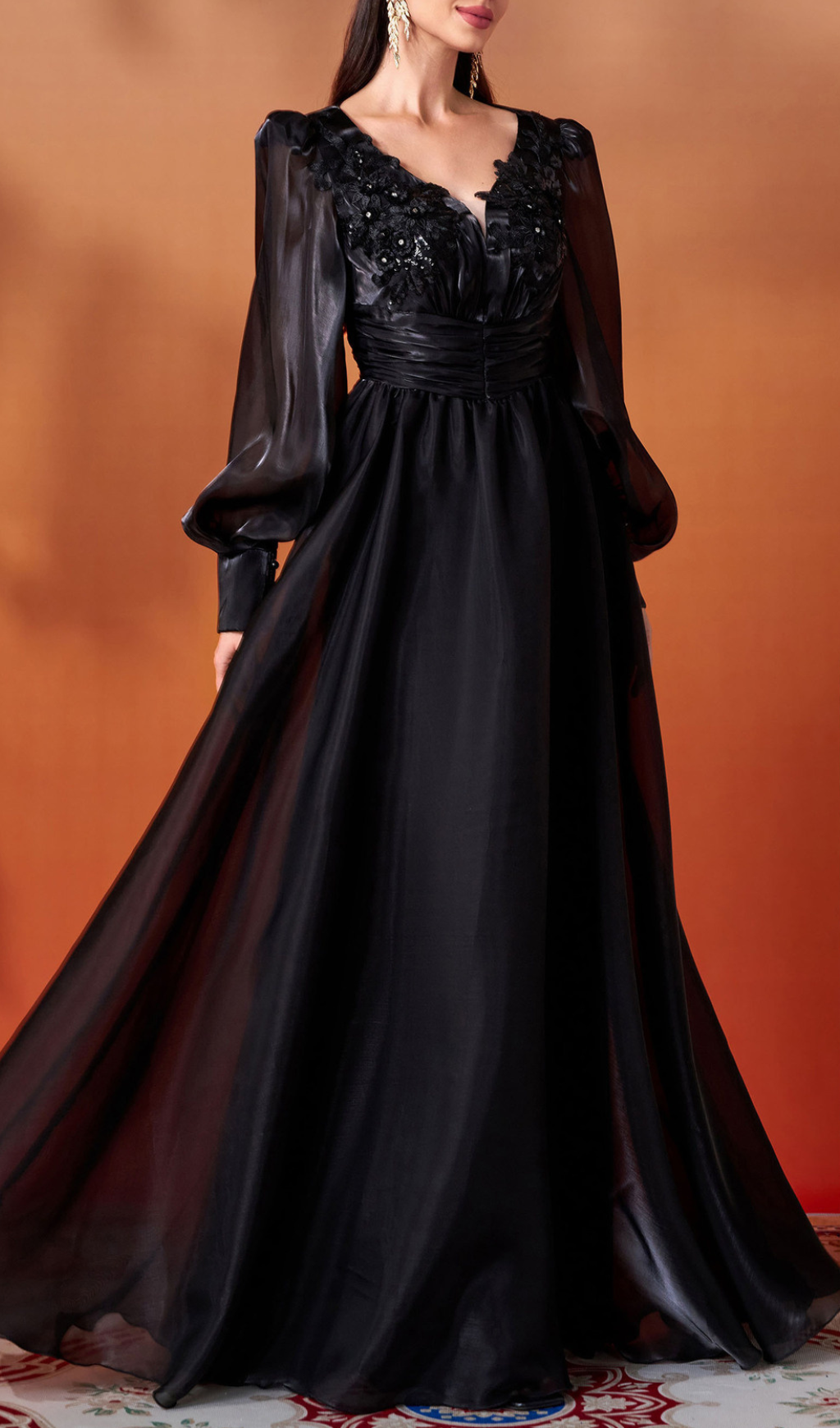 Fashionslee Women Gelilah Black Long Sleeve Maxi Dress