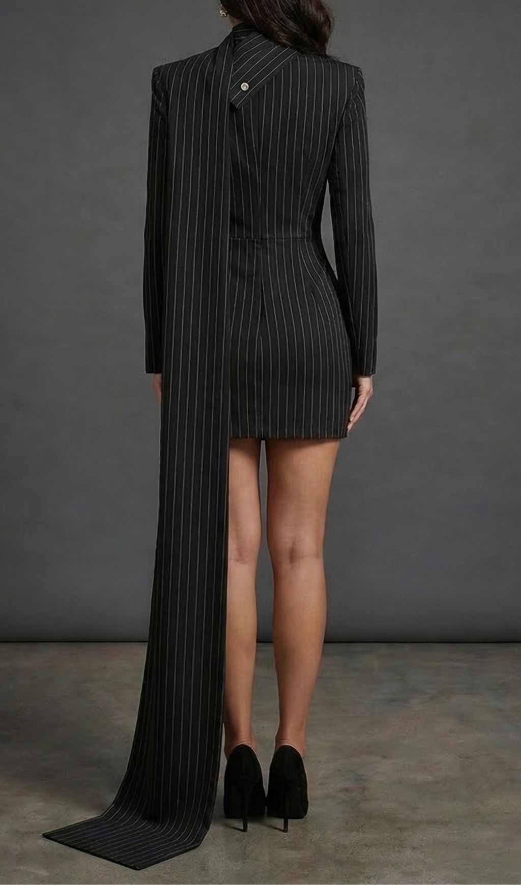 Fashionslee Women Kazane Black Stripe Long Sleeve Blazer Dress