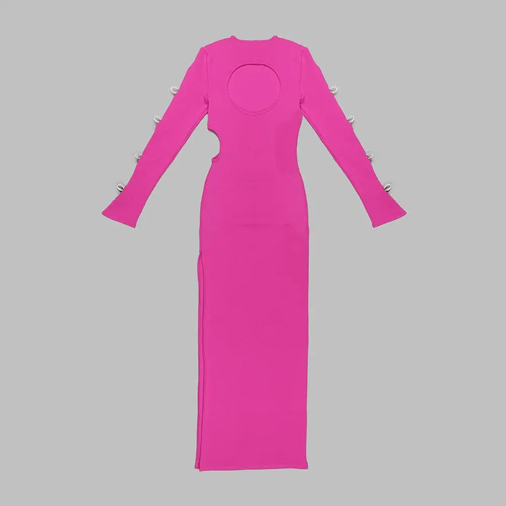Fashionslee Women Bandage Cut Out Maxi Dress In Pink