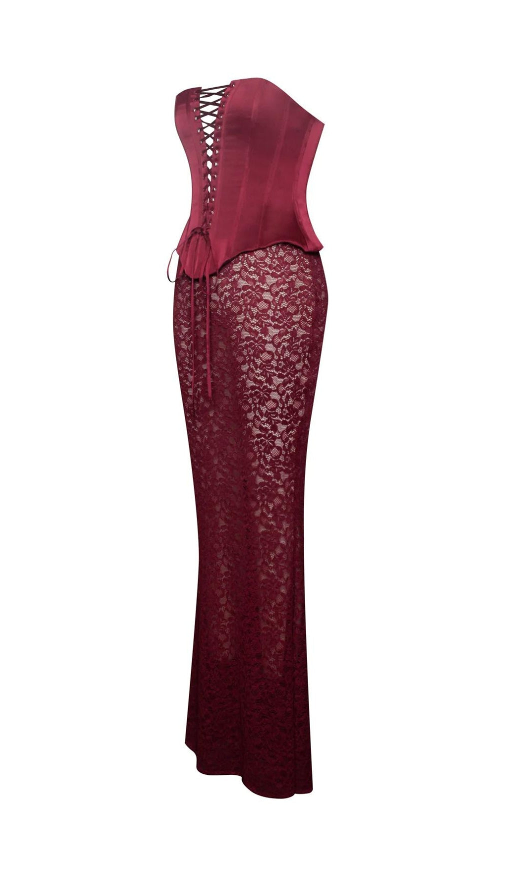 Fashionslee Women Aponi Burgundy Lace Corset Dress