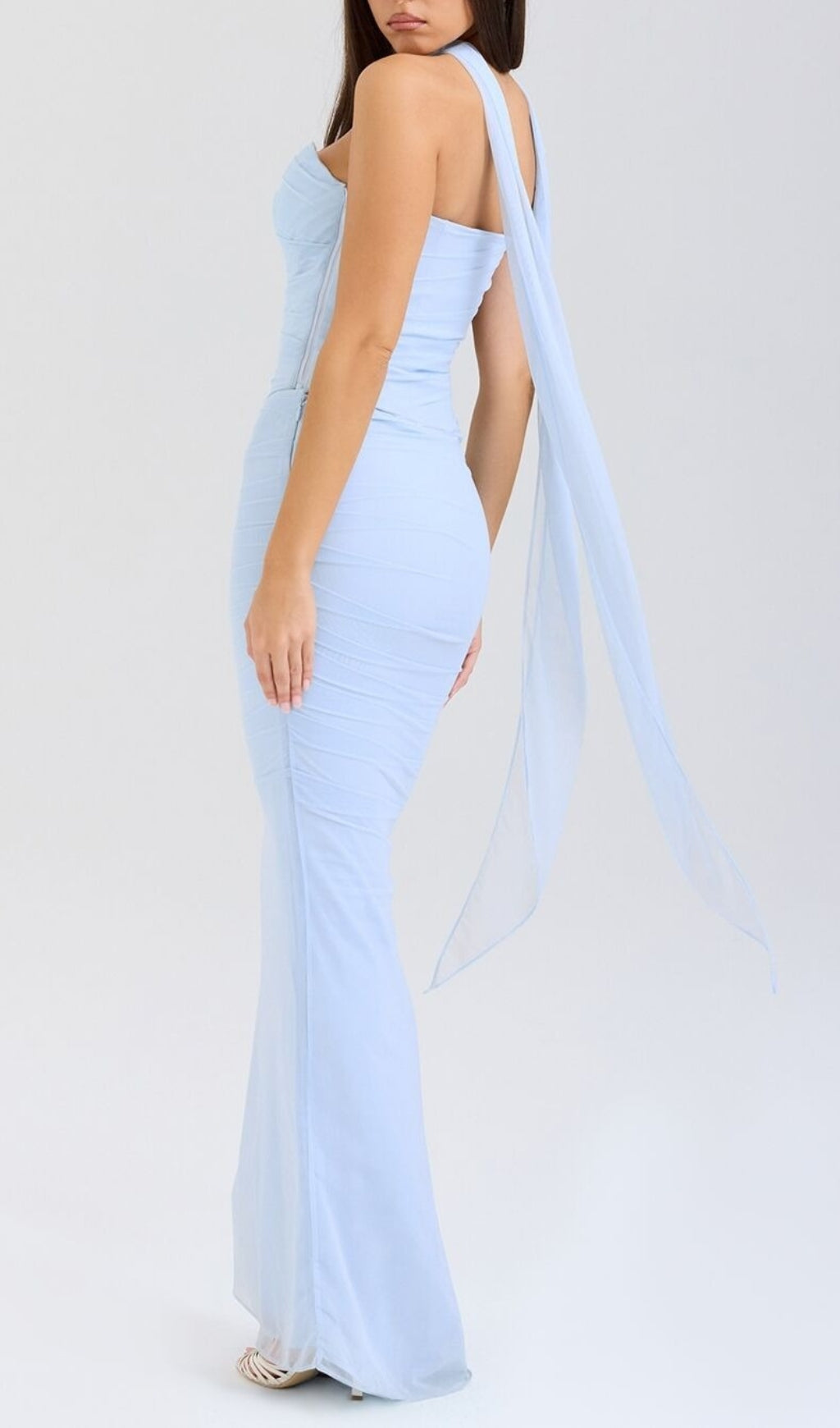 Fashionslee Women Barbie Bluebell Corset Top Fluted Hem Maxi Dress