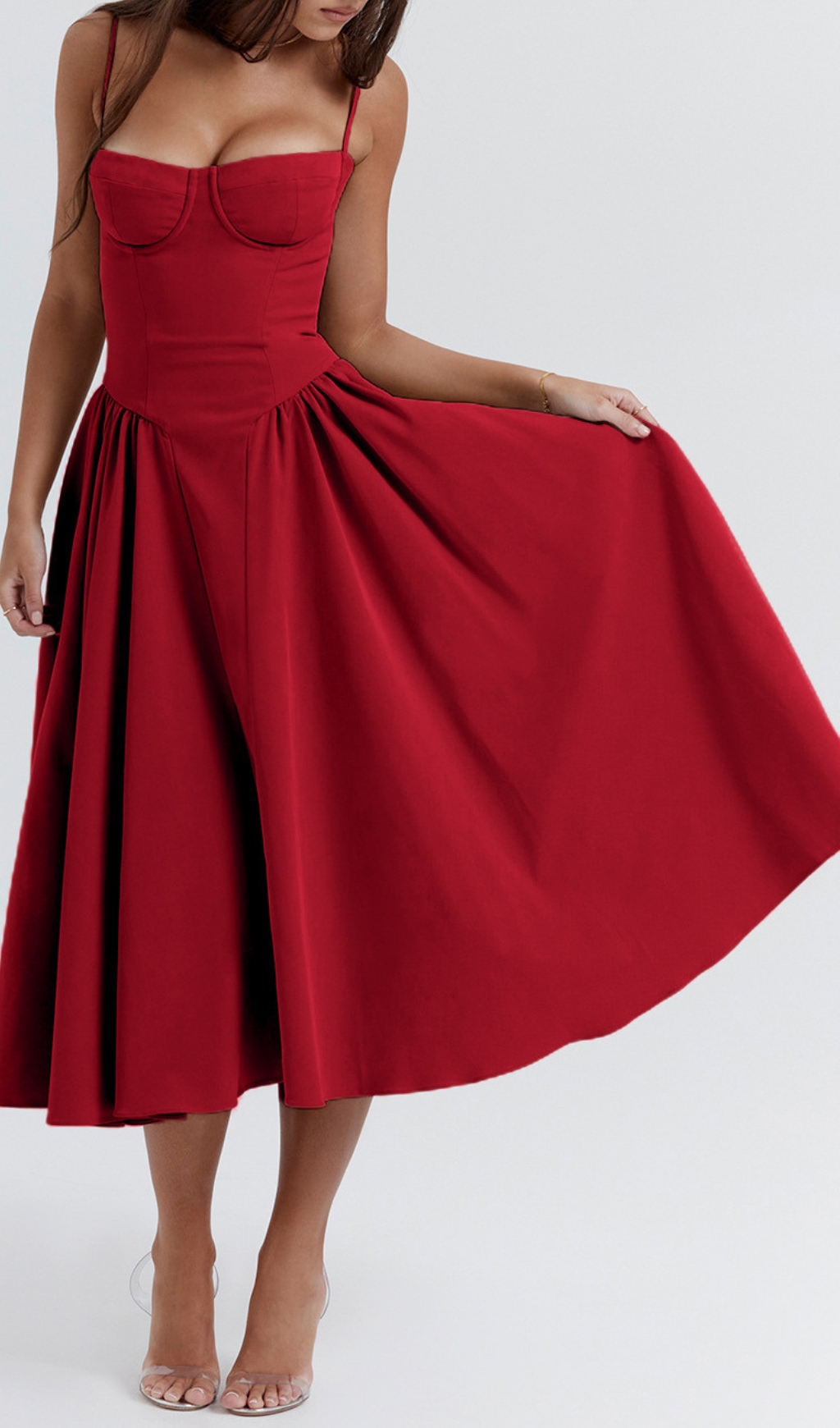 b93406ffafd970b9d7ec85070bf6bed5.jpg Fashionslee Women Dextra Red Strappy Midi Dress