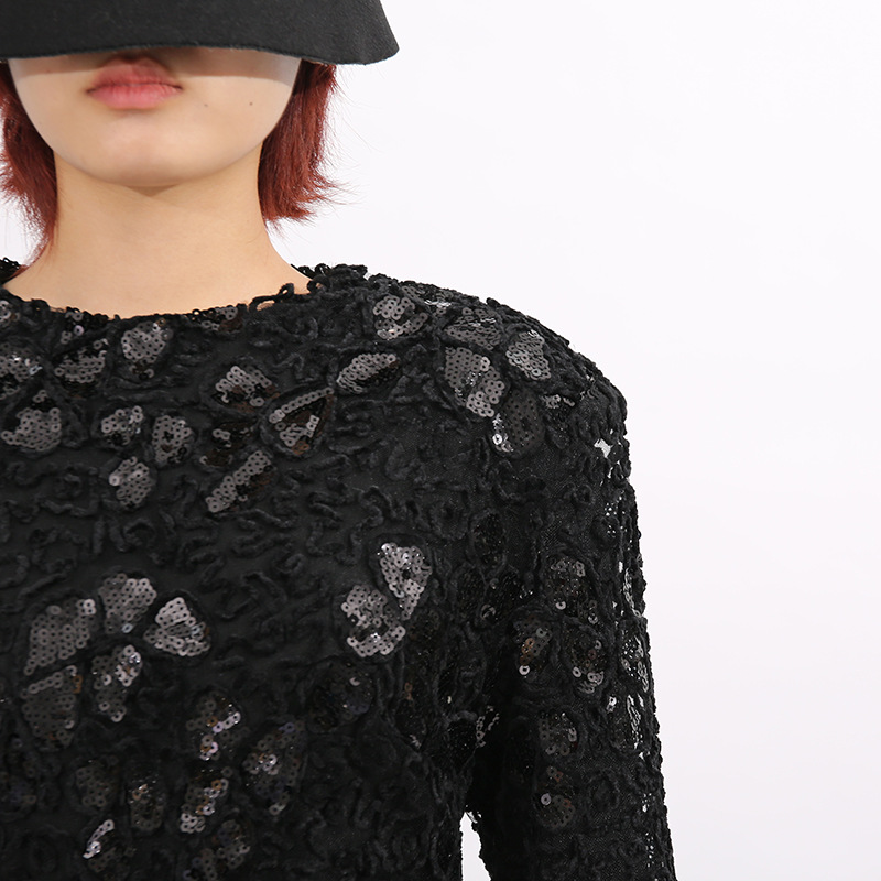 Fashionslee Women Elodie Black Lace Embroidery Long Sleeve Maxi Dress