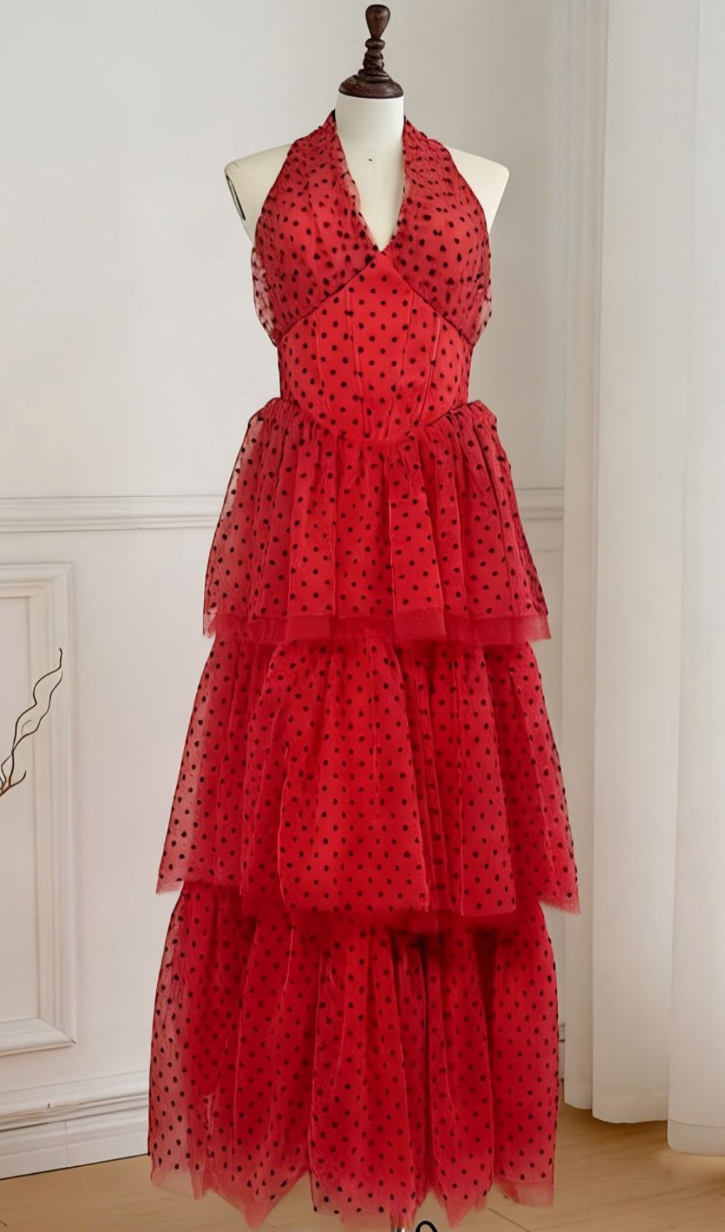 b98a10d9c8e17a4fac17d8f4c24e065f.jpg Fashionslee Women Janika Dot Halter Layered Maxi Dress