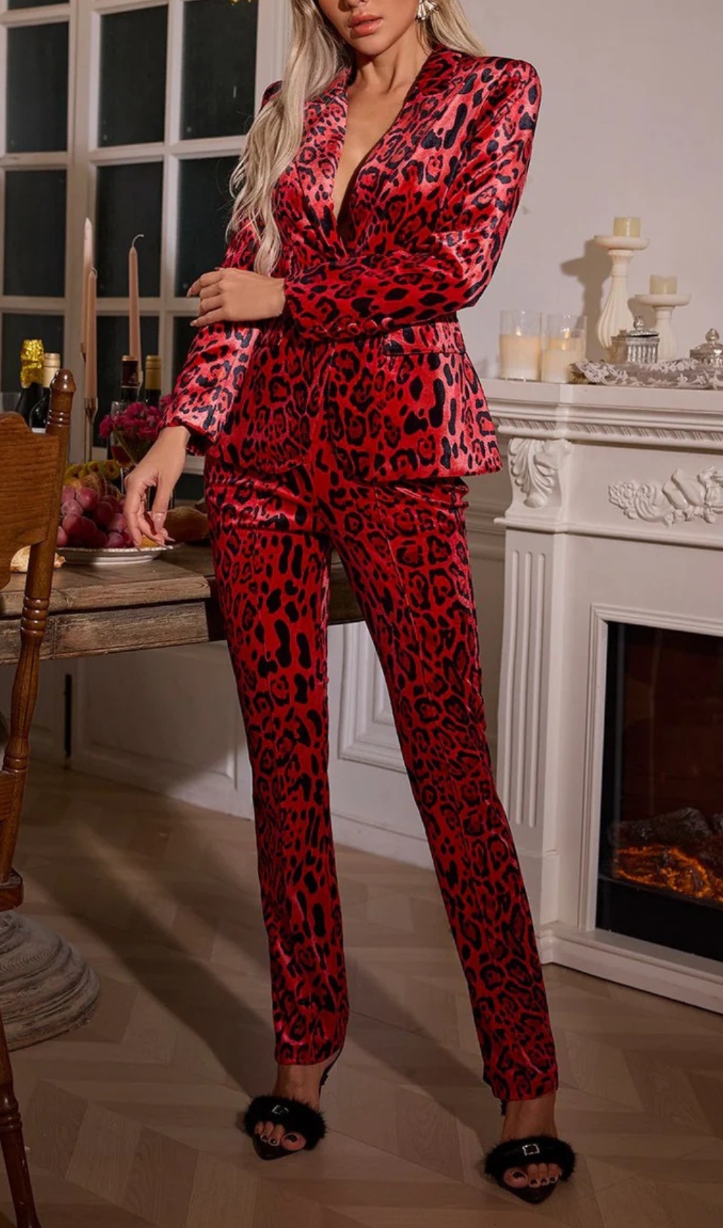 b99edf4e2c2e3a2b05172d3374bbbf79.jpg Fashionslee Women Cliff Red Long Sleeve Leopard Blazer Set