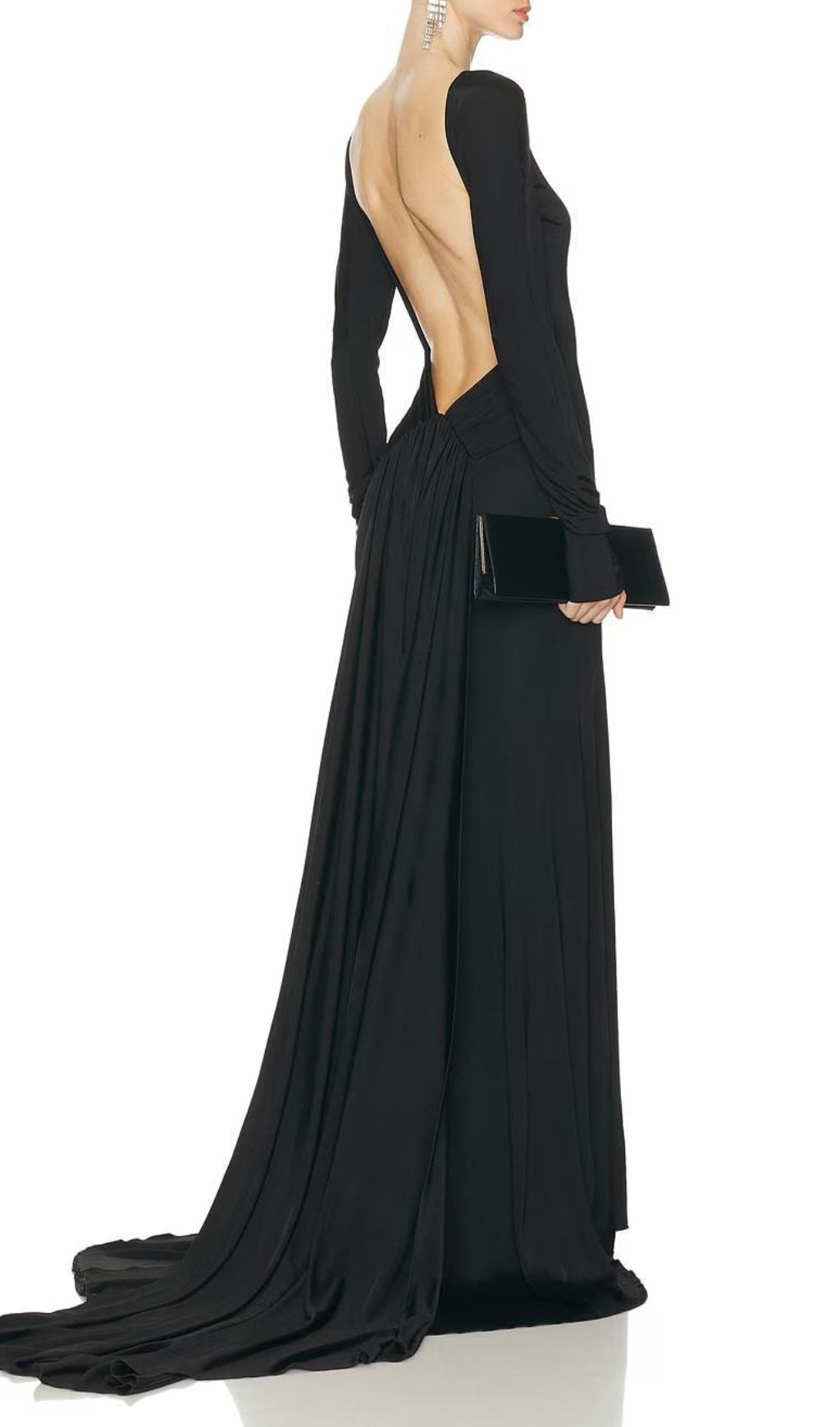 Fashionslee Women Iiona Black Backless Long Sleeve Maxi Dress
