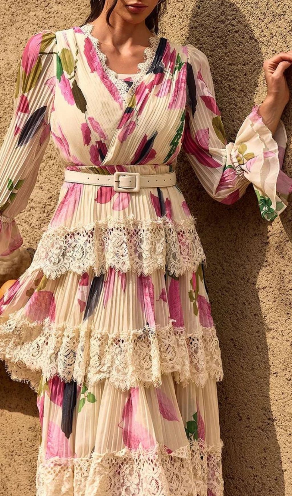 b9c494d2cfeb81cd62ab167af1f26ce8.jpg Fashionslee Women Charleen V Neck Floral Lace Tiered Maxi Dress