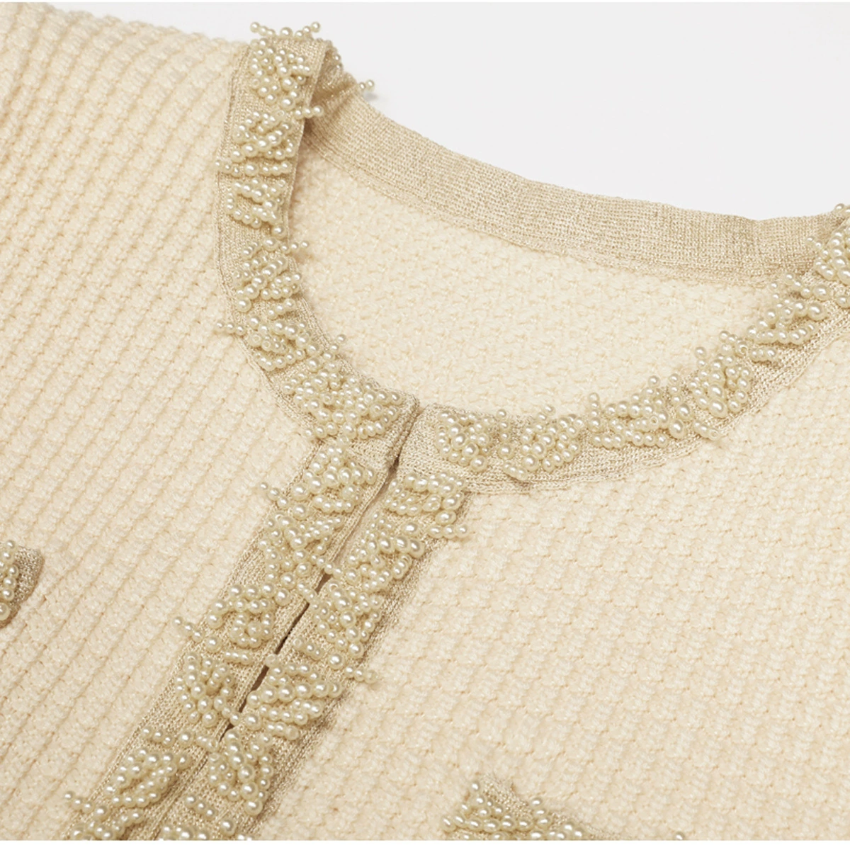 ba2f46a91a0750d3cc3d6e8dd89a0573.webp Fashionslee Women Kinuye Apricot Beaded Knit Midi Dress