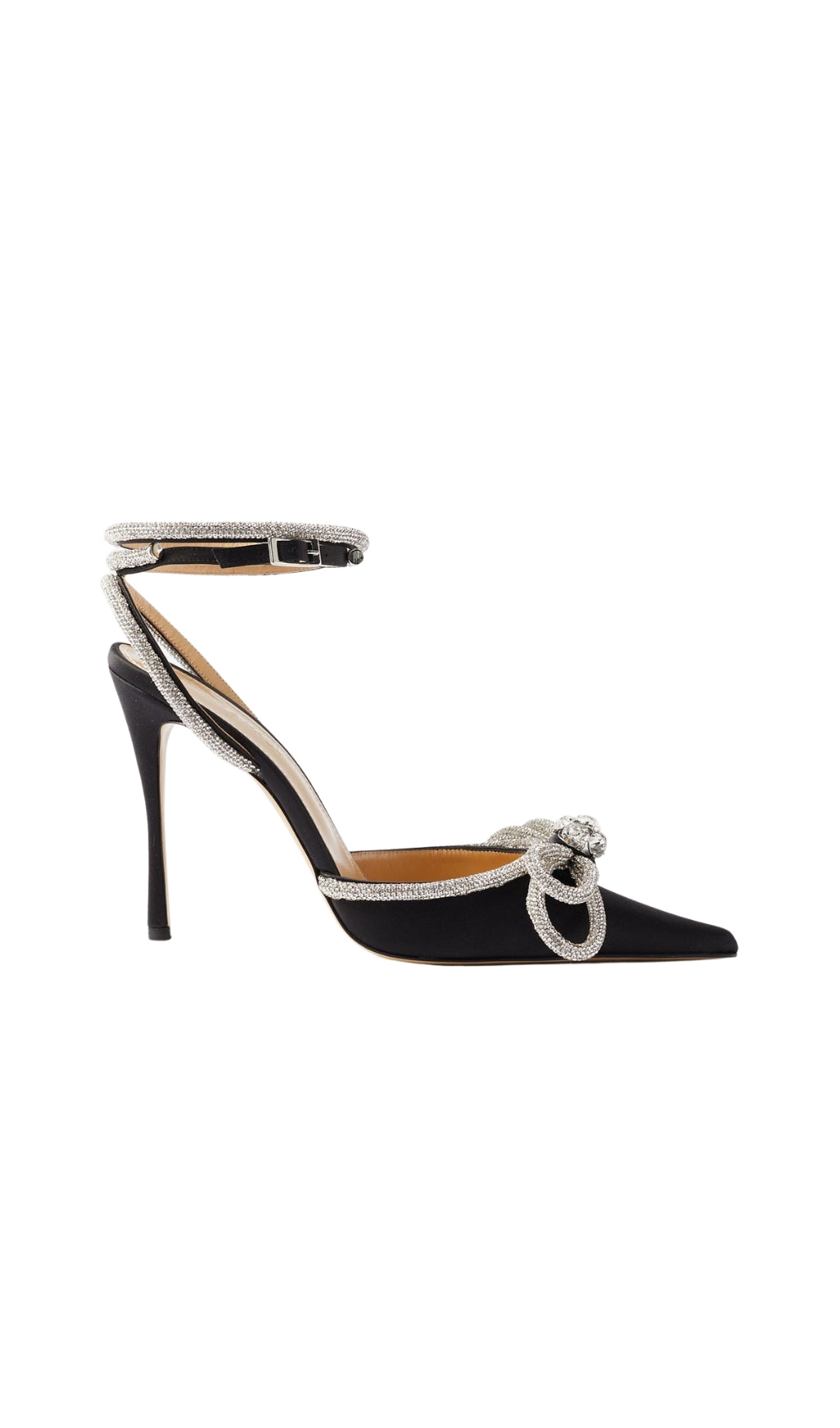 Fashionslee Women Bow Crystal Satin Heels In Black
