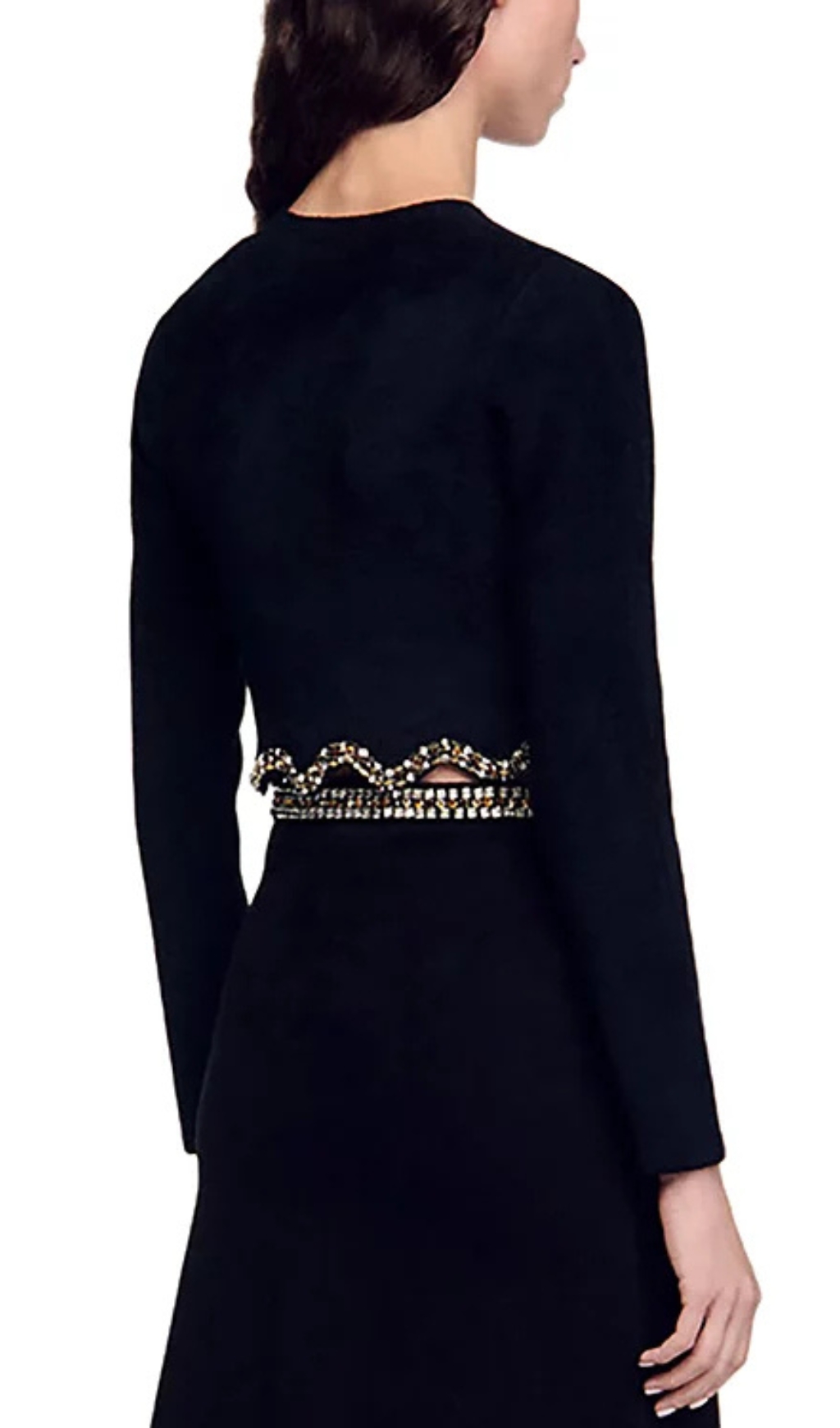 Fashionslee Women Jendal Embellished Scalloped Crop Cardigan