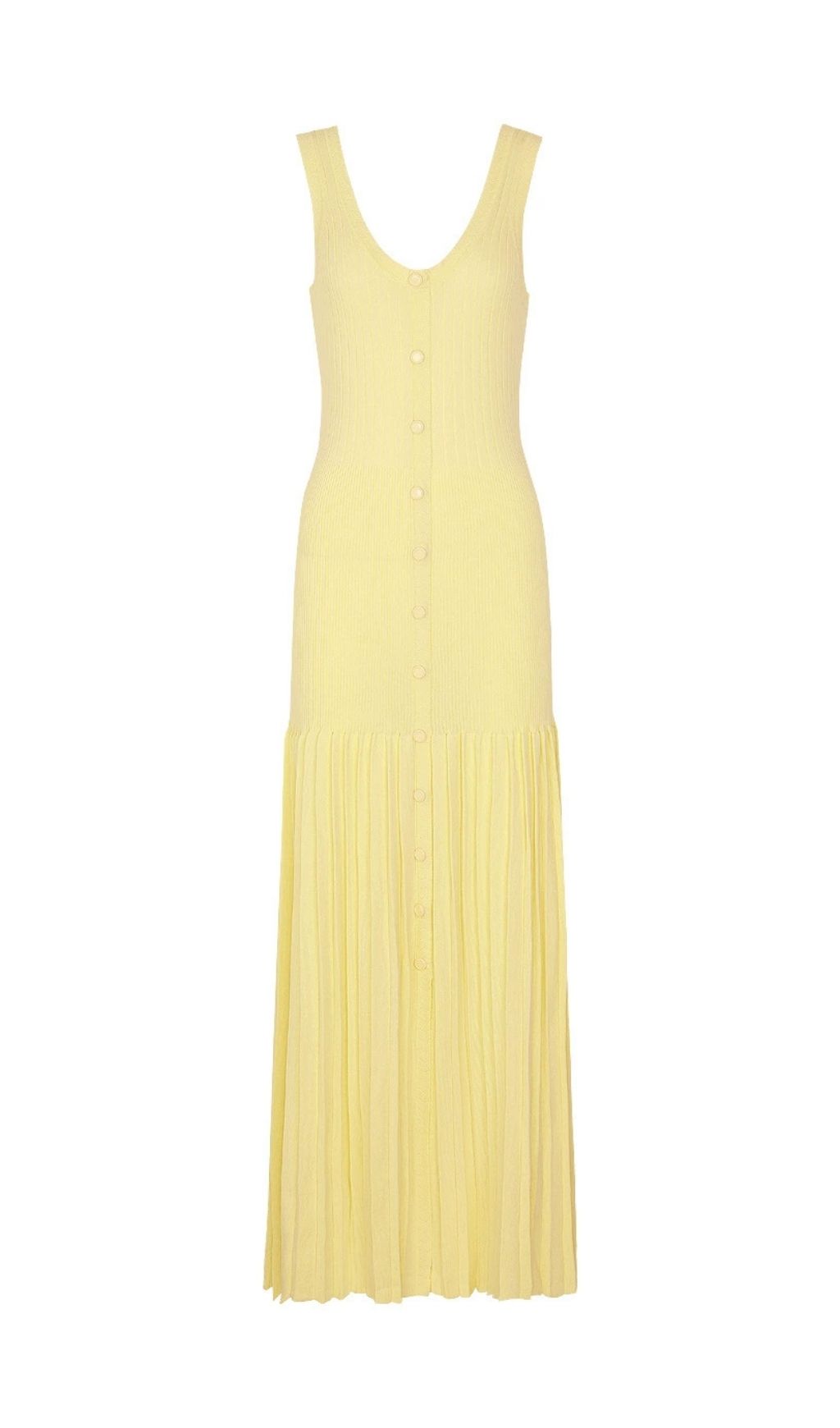 Fashionslee Women Kinsley Yellow Sleeveless Knit Maxi Dress