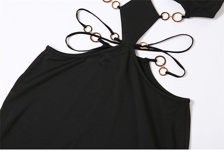 Fashionslee Women Cutout Chain Maxi Dress In Black