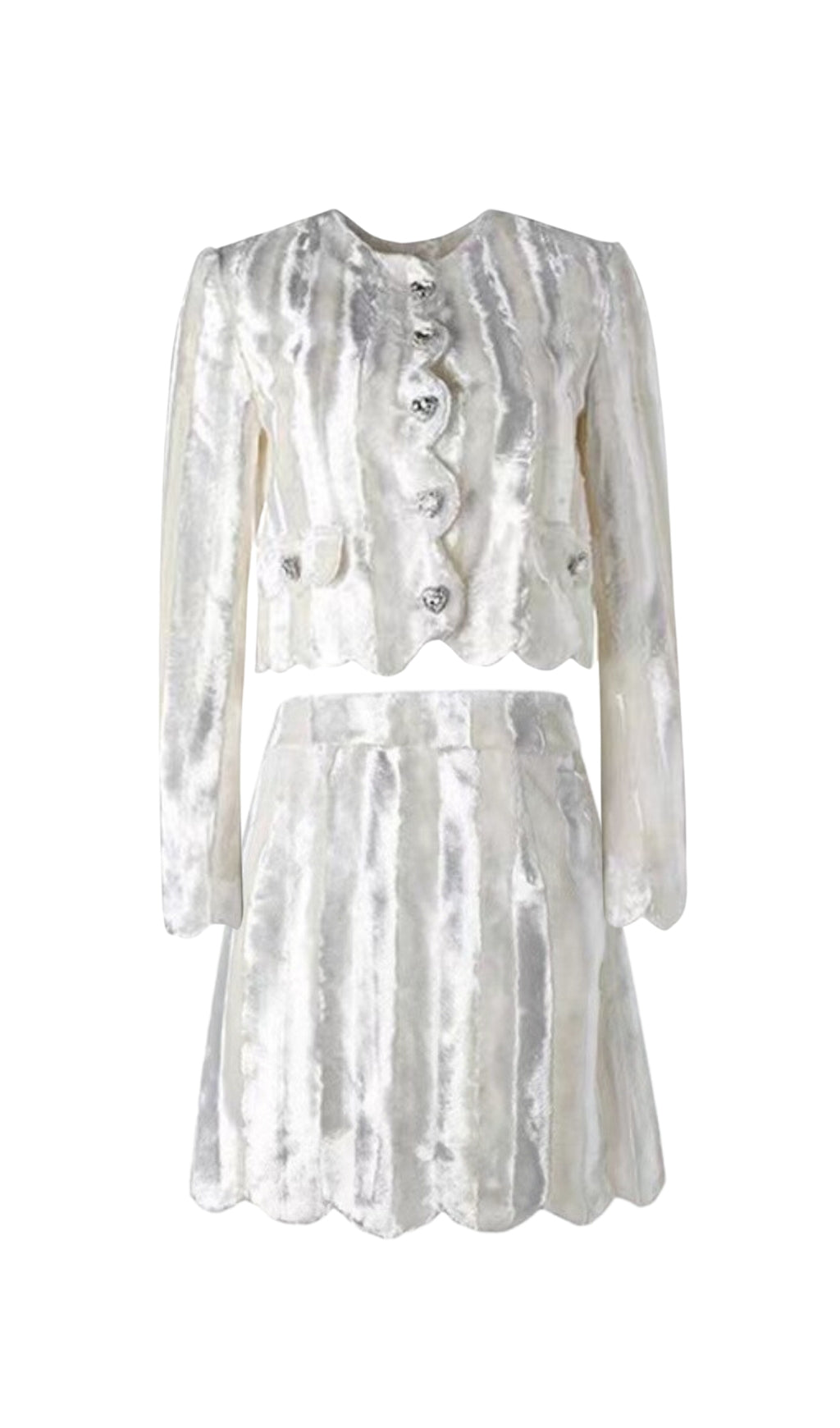 bac7a0e09fadb03fb0ed605ba83aacf7.jpeg Fashionslee Women Velvet Rhinestone Buckle White Suits Diamond Mini Two-Piece