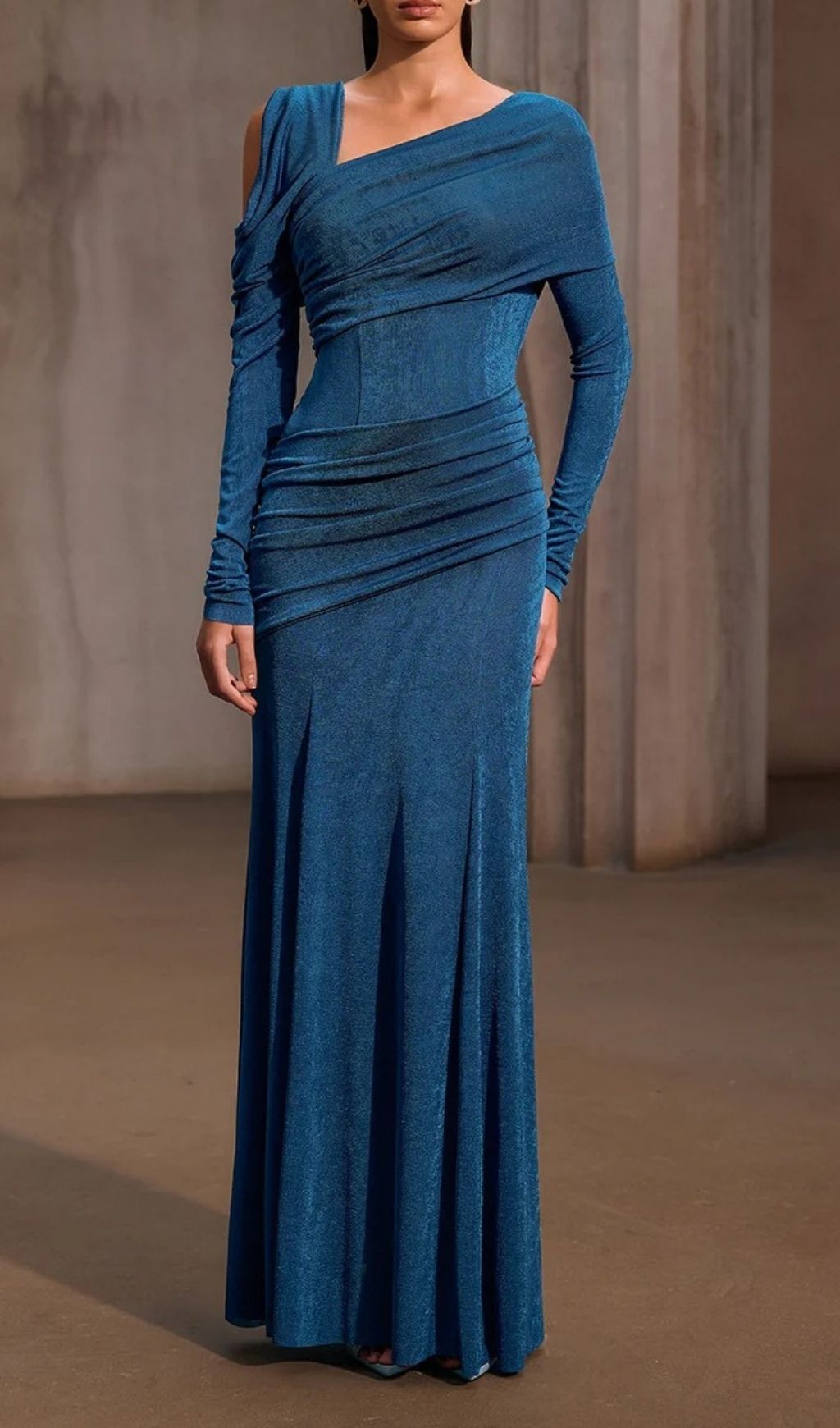 baf261af901fb1468ecd7e69ebe45f36.jpg Fashionslee Women Xelyxan One Shoulder Ruched Maxi Dress