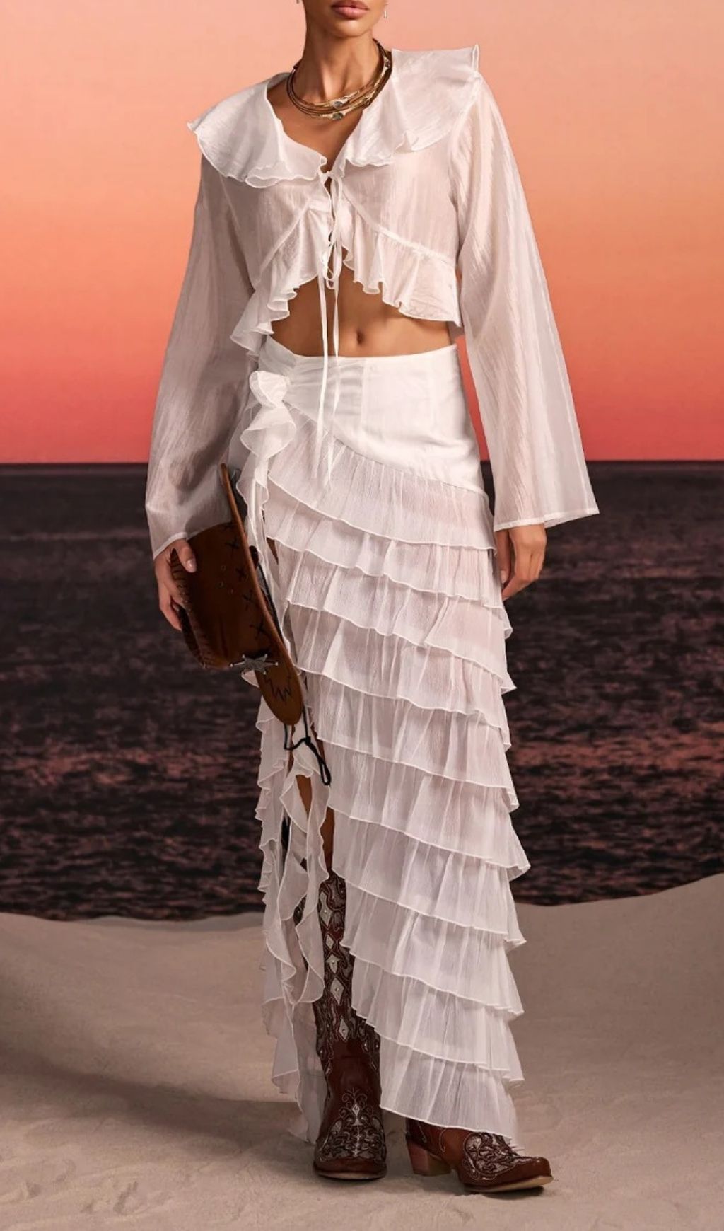 baf4f8c8994179133eb1546c772e22bf.jpg Fashionslee Women Selvor Ruffle Tiered Split Skirt Set