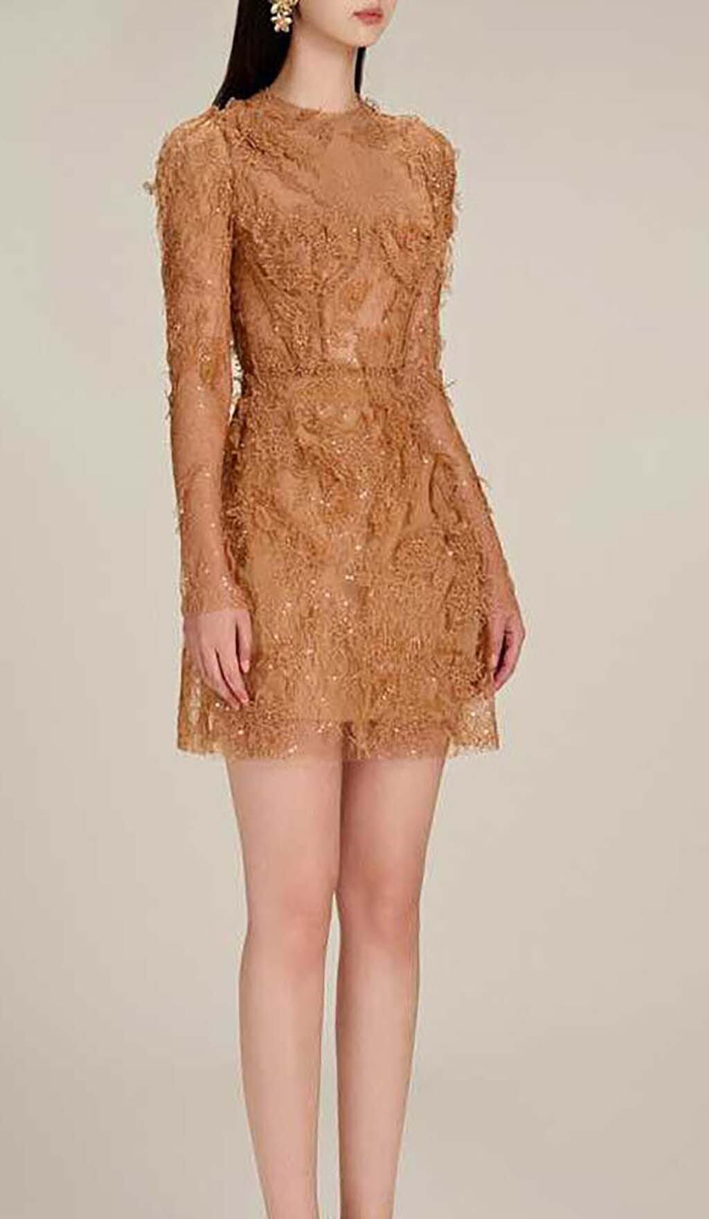 bafdadfe1af6c000217b93f0c487f0c8.jpeg Fashionslee Women Floral And Ramage Embroidery Midi Dress In Brown