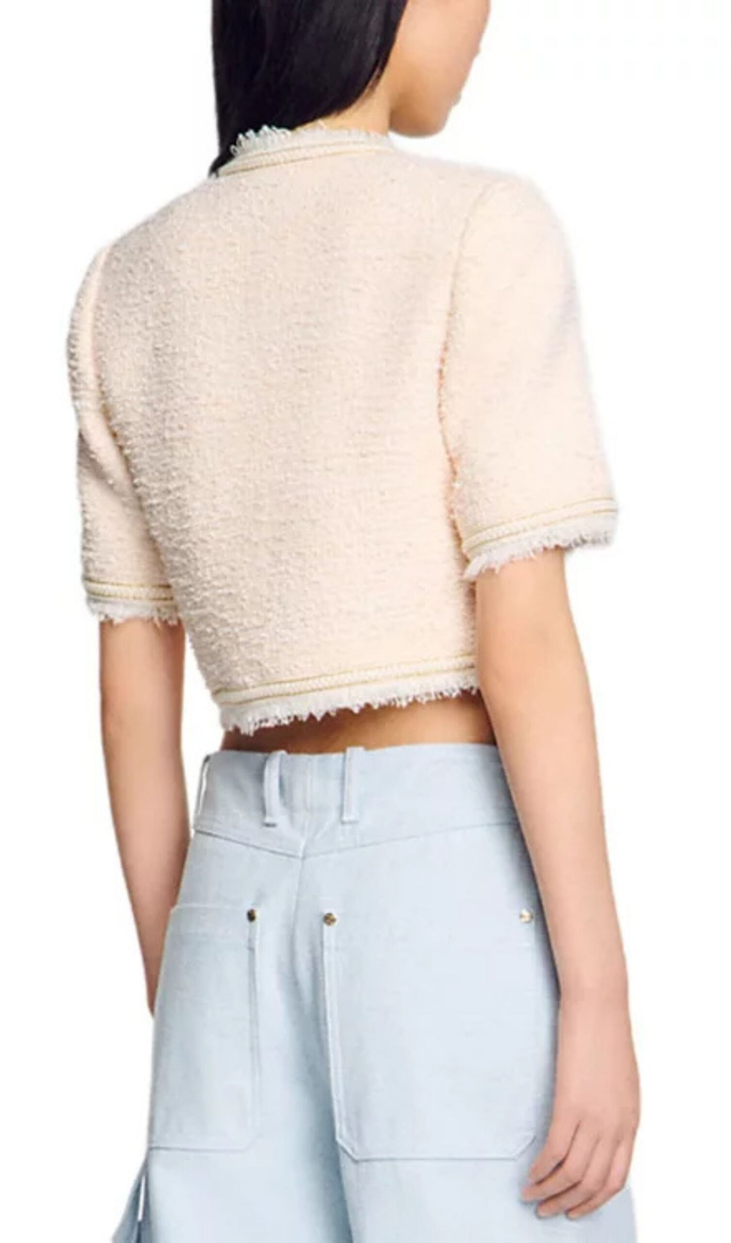 Fashionslee Women Short Sleeve Tweed Jacket