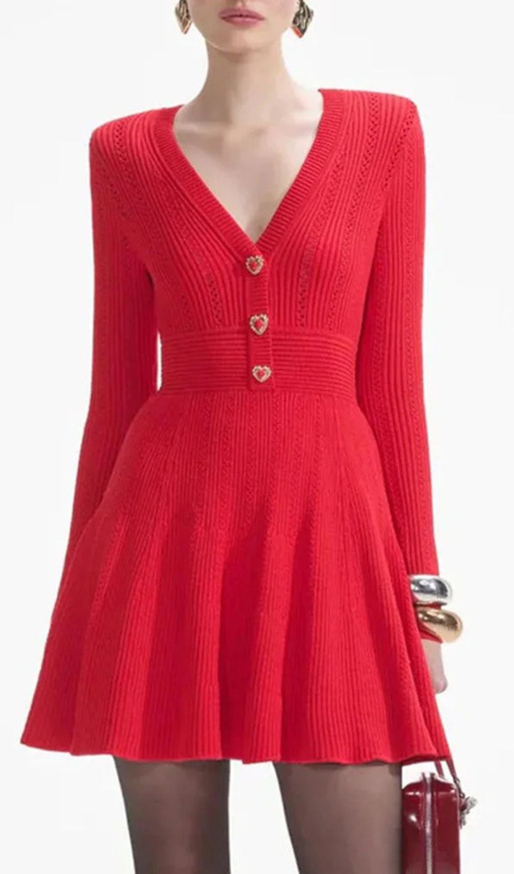 Fashionslee Women Hewitt Heart Decor Long Sleeve Mini Dress