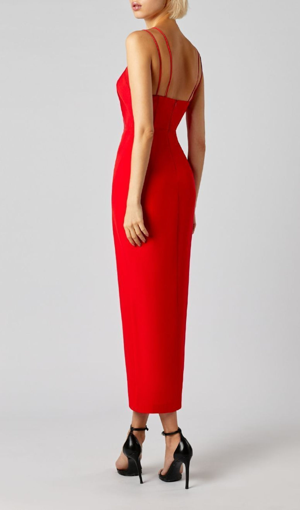Fashionslee Women Sleeveless Key Hole Split Backless Red Bandage Midi Dress