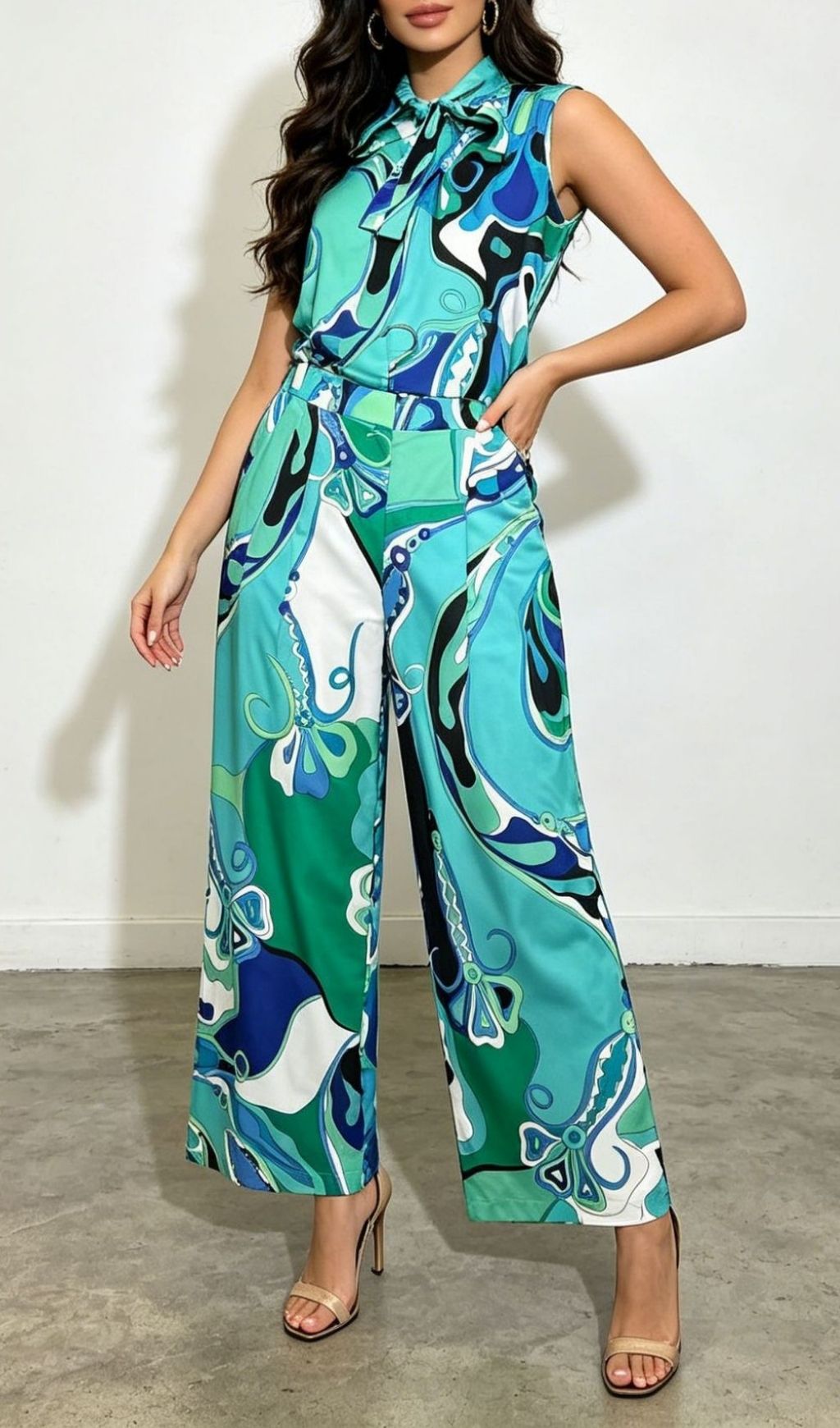 Fashionslee Women Kitt Sleeveless Printed Two-Piece Set