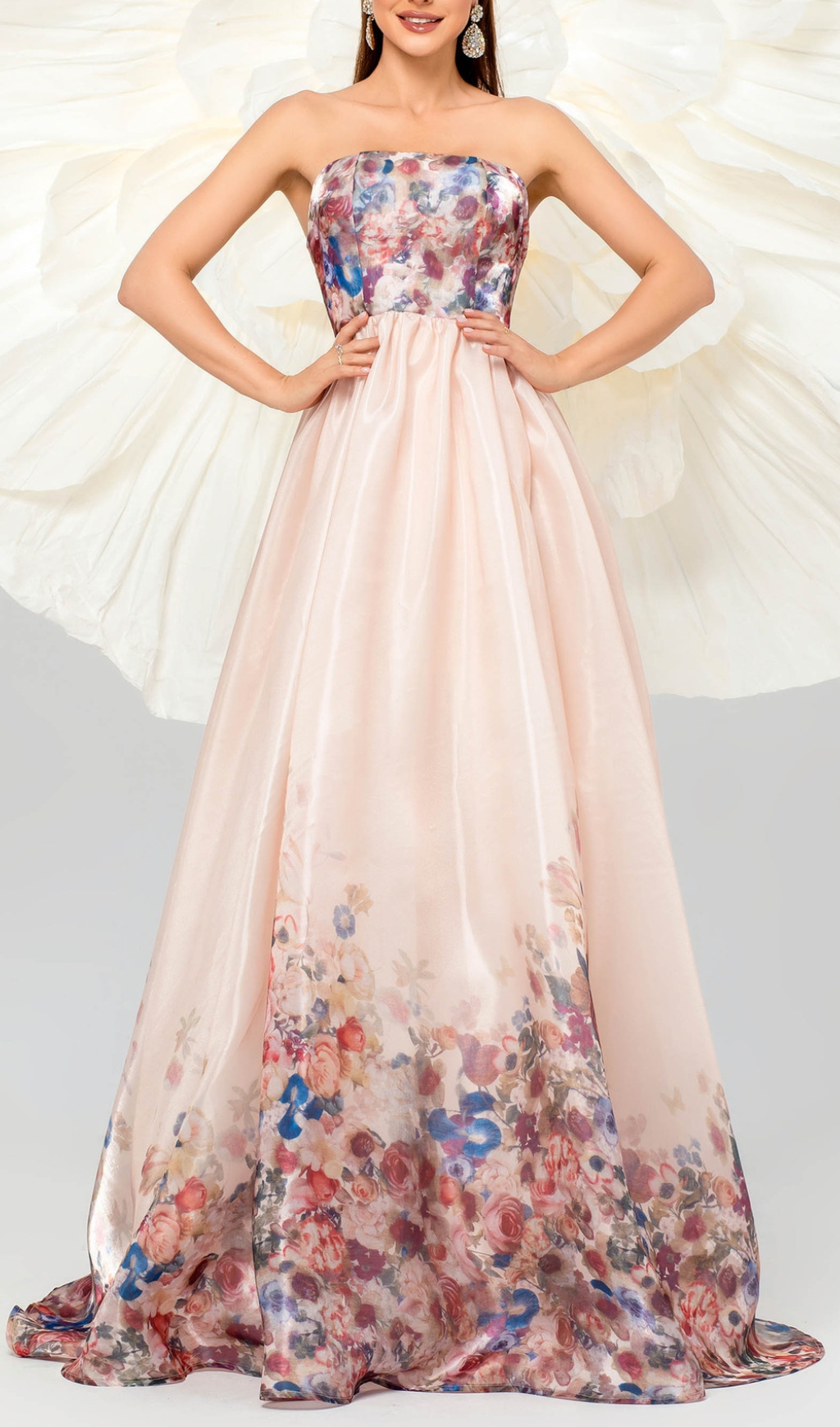 Fashionslee Women Bilhah Strapless Floral Print Maxi Dress